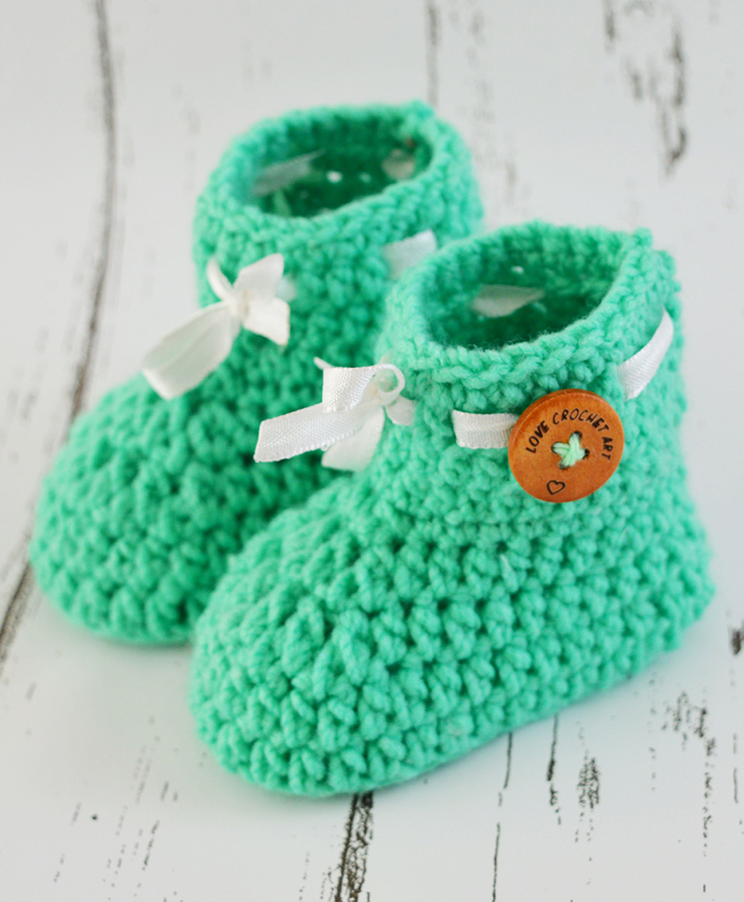 Love Crochet Art Wool Btrand Name Text Button Detailed Booties - Pista-image-42