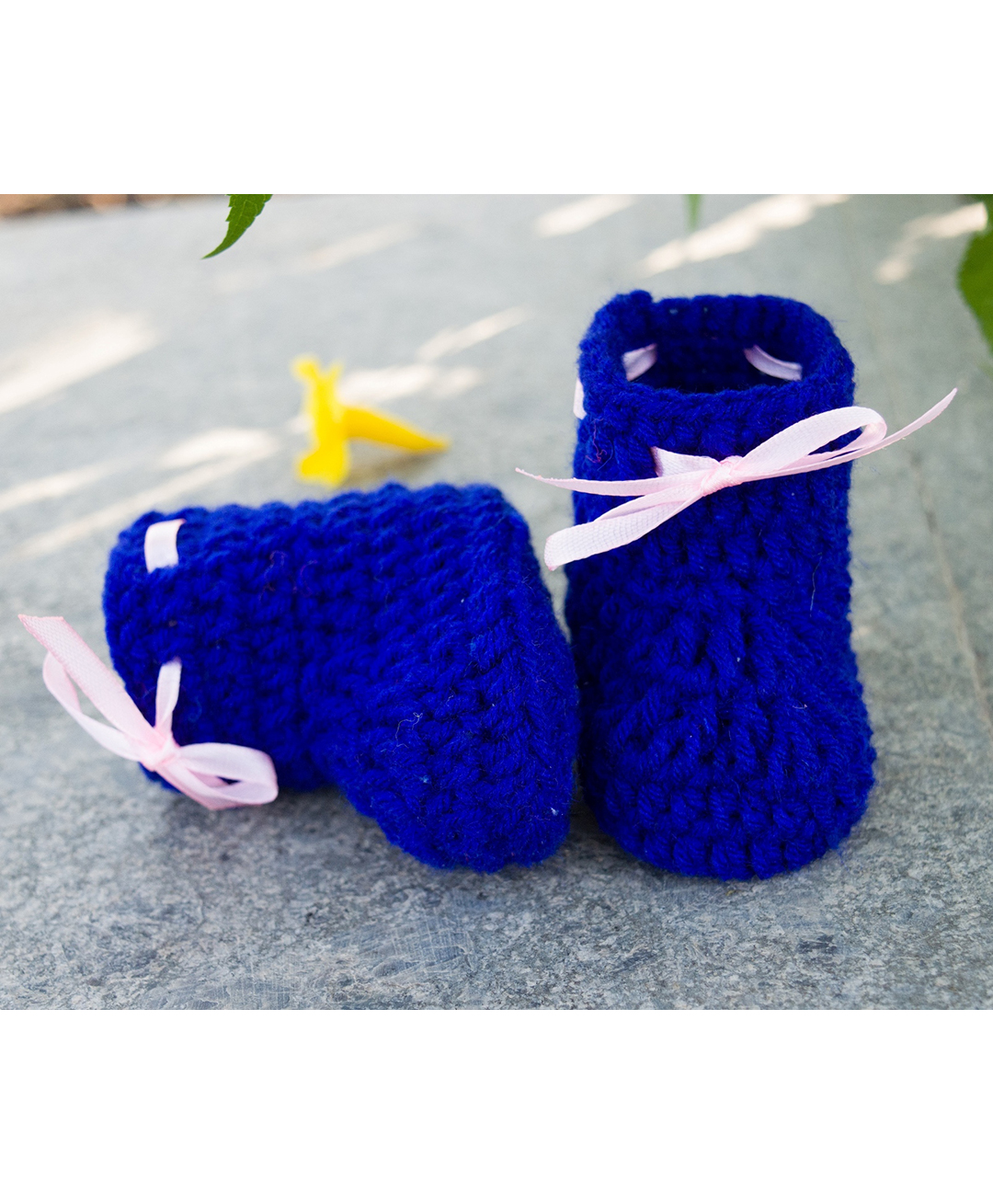 Love Crochet Art Wool Ribbon Applique Detailed Booties - Blue-picture-18