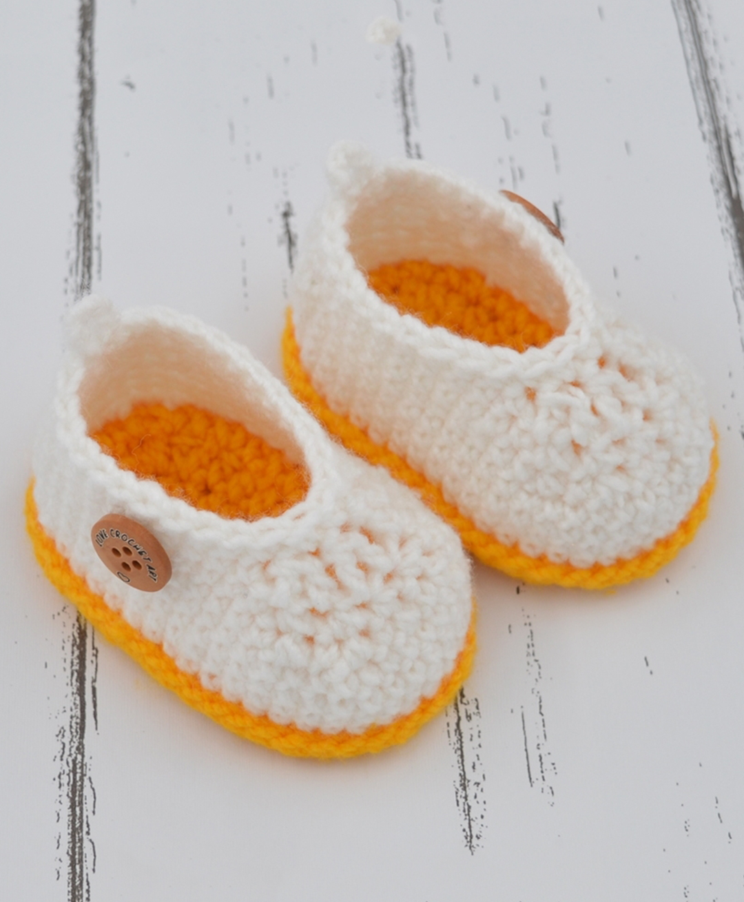 Love Crochet Art Solid Double Layer Booties - White-picture-8