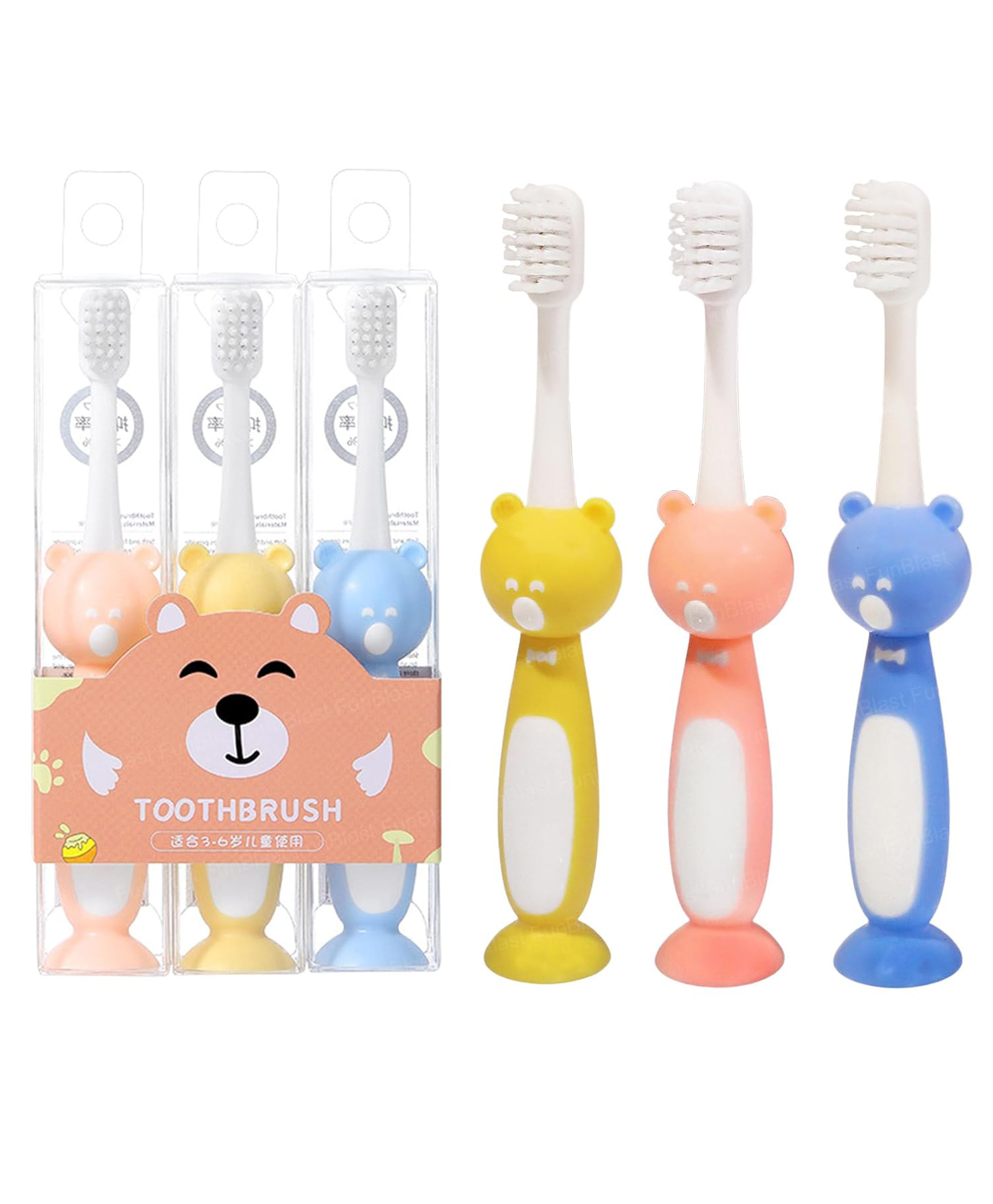 FunBlast Soft Bristles Manual Tooth Brush Set Pack of 3 (Multicolor)-image-18