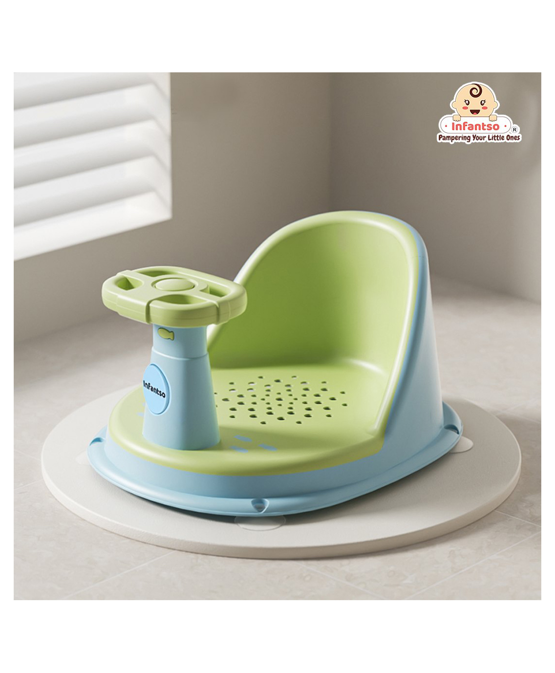 Infantso Baby Bathing Seat Ergonomic Infant Bath Seat with Safety Support for Newborns & Toddlers Non-Slip Baby Bathtub Chair for Comfortable Bath Time