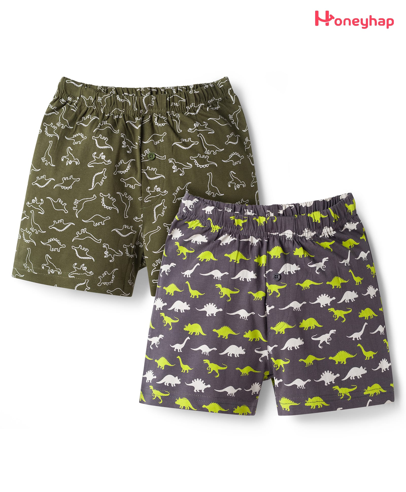 Honeyhap Premium 100% Cotton Knit Boxers With Bio Finish & Dino Print Pack Of 2 - Cypress & Thunder Strom-image-17