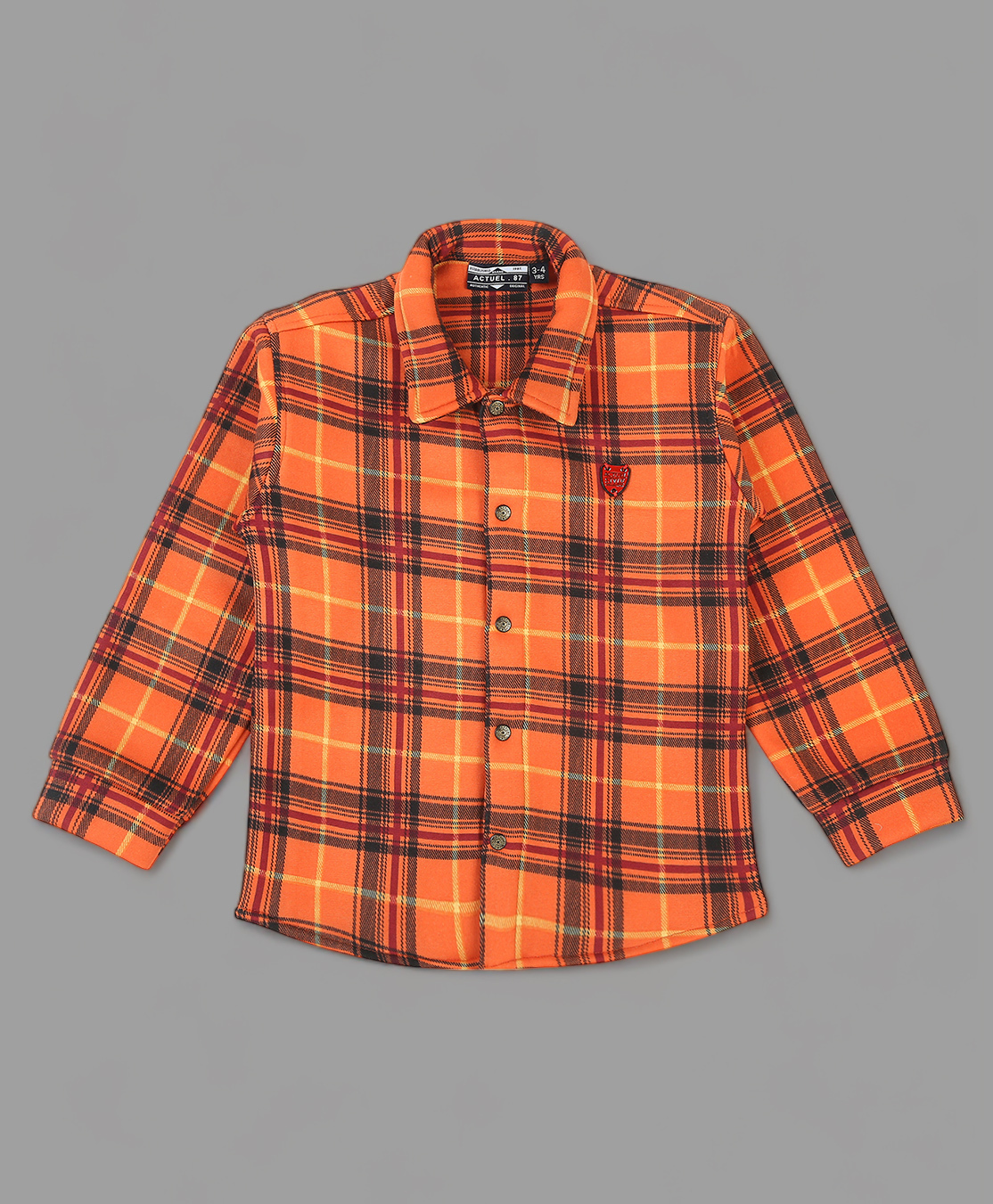Actuel Cotton Woven Full Sleeves Plaid Checked Shirt - Orange Black & Yellow-image-3