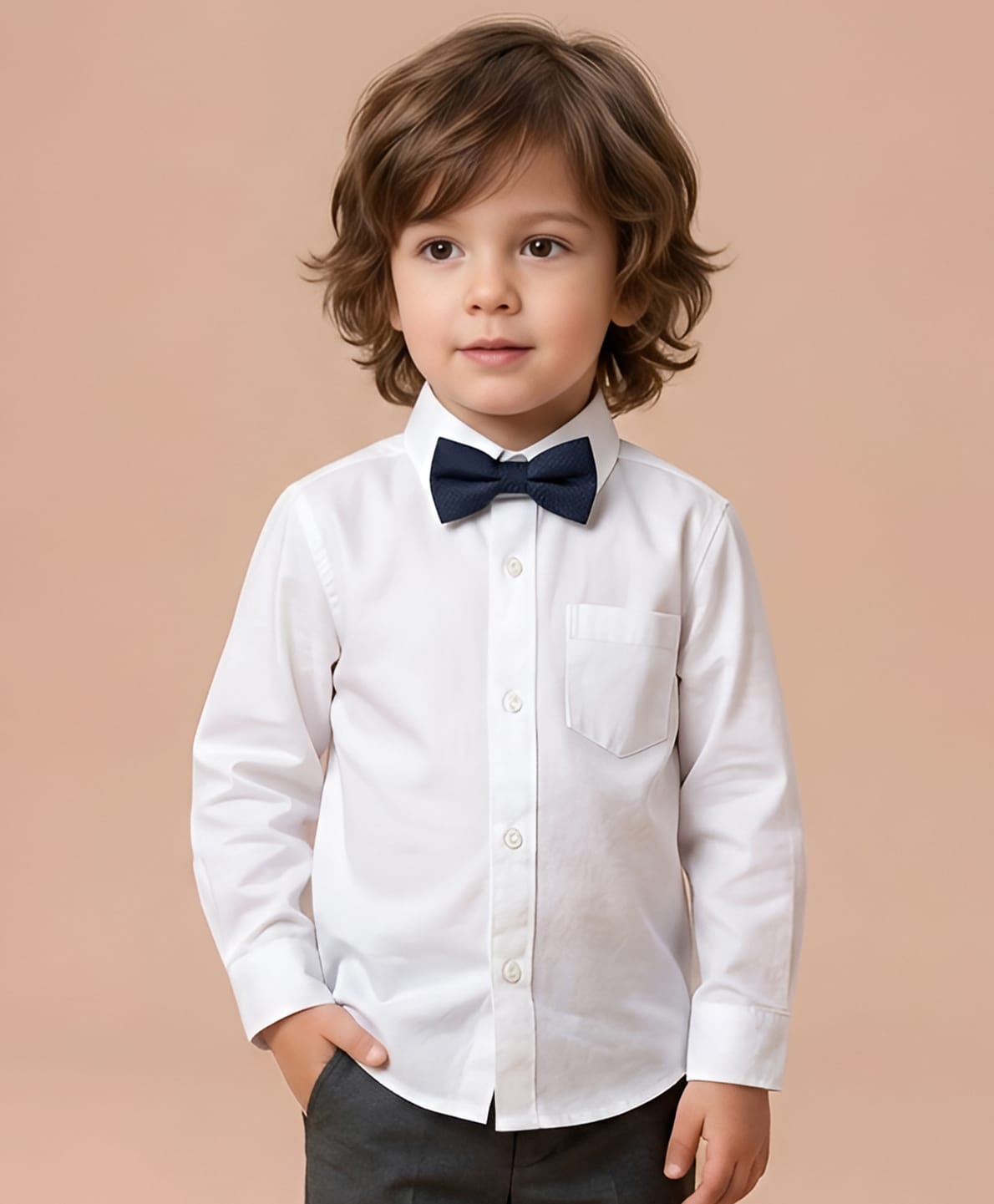 Polka Tots Cotton Woven Full Sleeves Striped Shirt With Bow - White-image-18