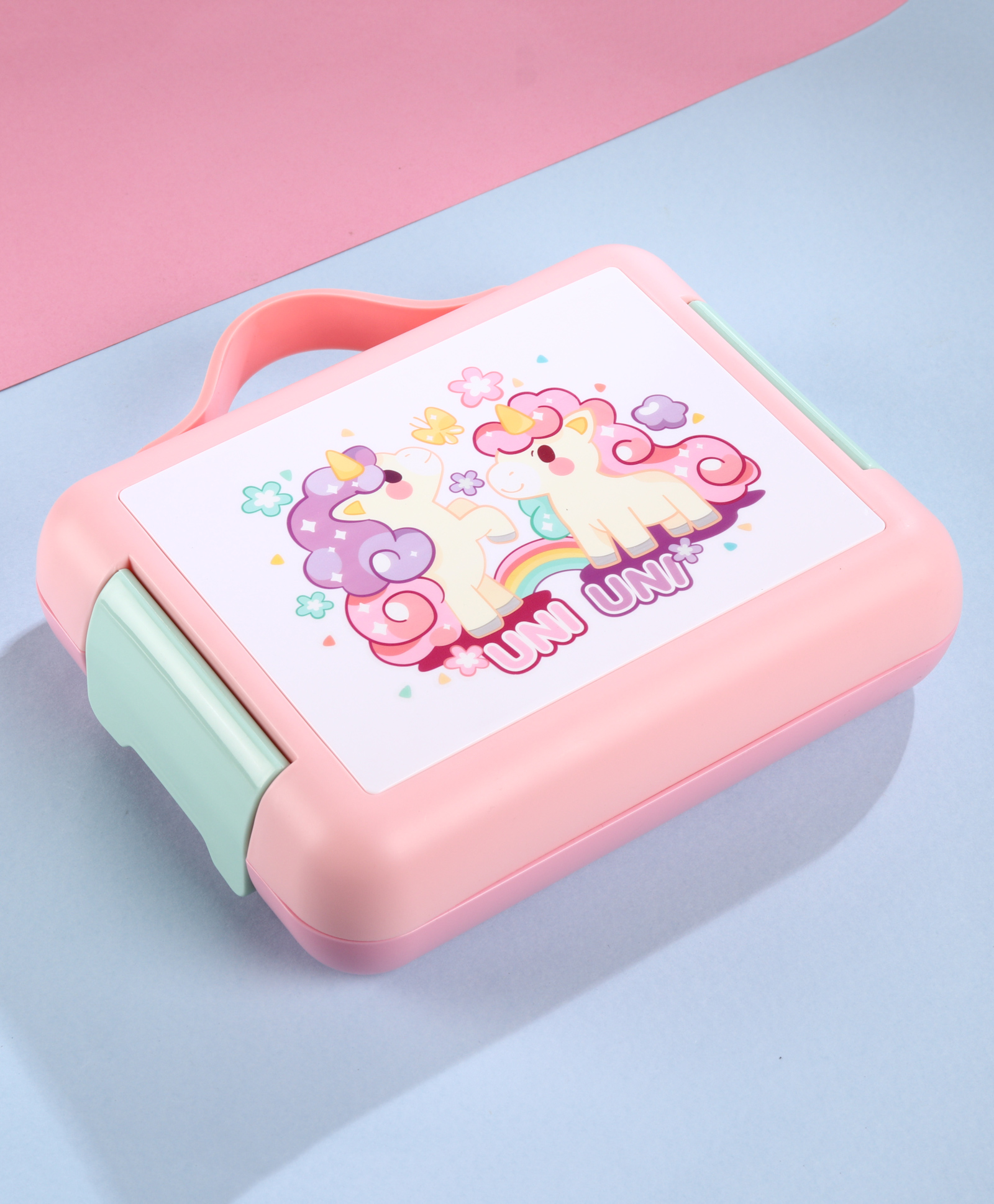 Unicorn Land Sectioned Lunch Box with Spoon & Fork Pink| 2 Compartments + Sauce Container| BPA Free| Leak-Resistant & Freezer Safe| Ideal for School, Home & Travel-image-38