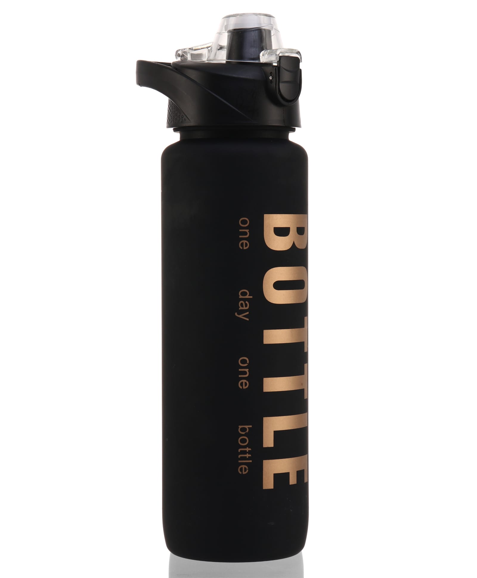 BPA-Free Straw Water Bottle 1000 ml - Black| Leak-Resistant| Flip Lid Drinking Bottle with Measurement Markings for Gym, School & Travel-image-3