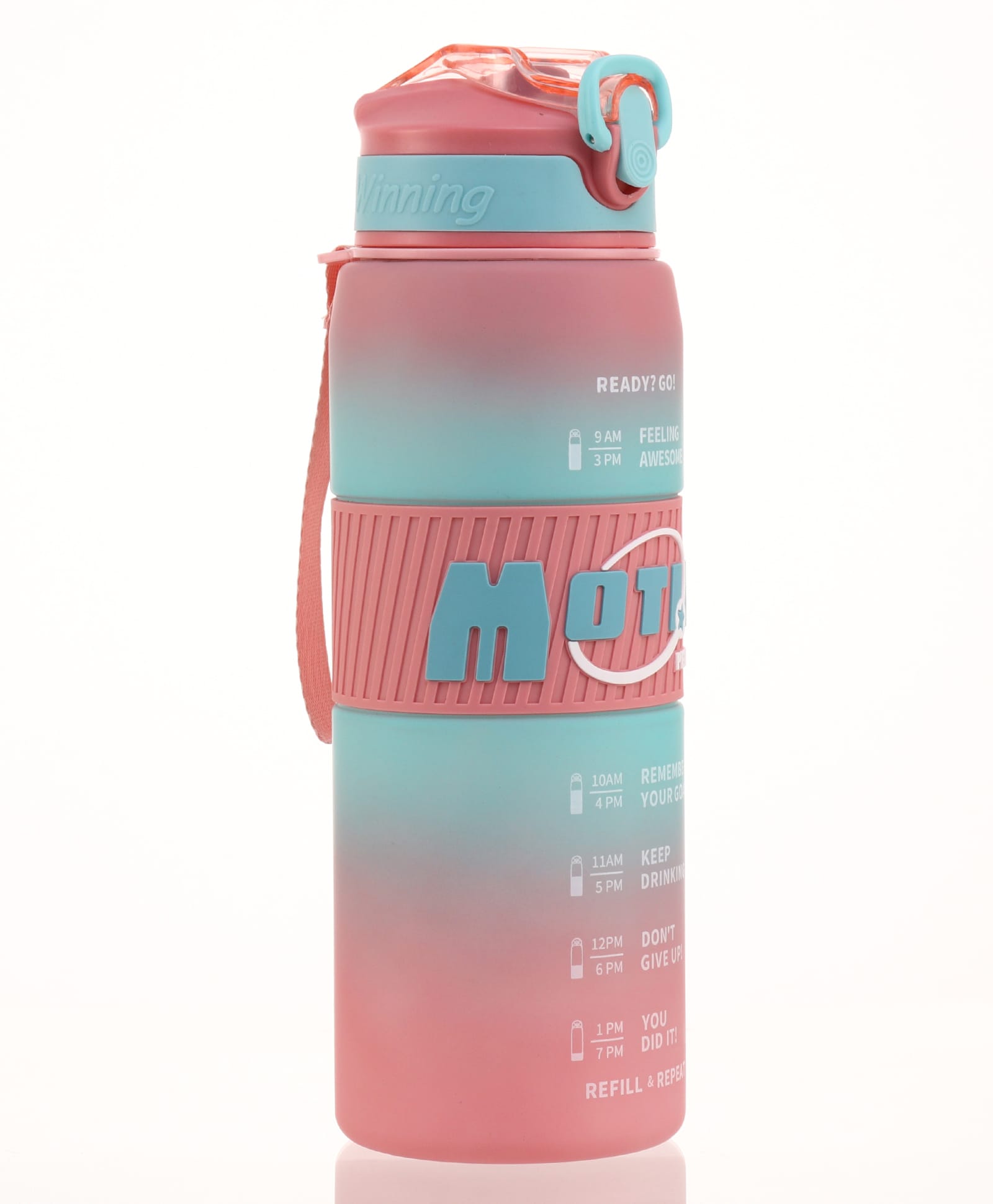 Motion Sports Straw Sipper Water Bottle 1000ml - Pink| BPA Free| Leak Resistant & Freezer Safe| School Bottle with Carry Strap for Boys & Girls-image-31