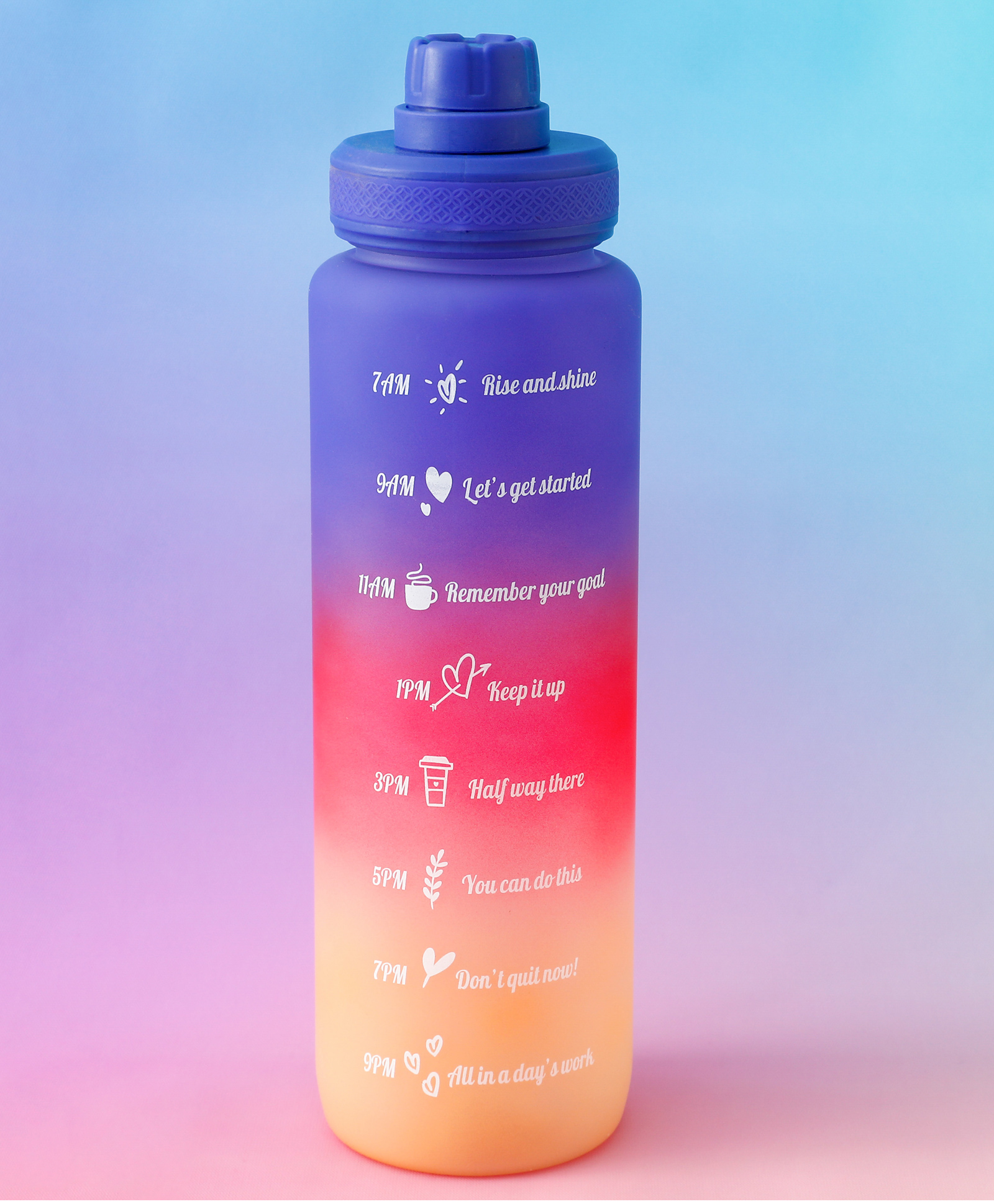 BPA-Free Motivational Water Bottle with Time Markers 1000ml - Blue| Leak-Resistant Reusable Drinking Bottle for Gym, Office & Daily Hydration-image-23