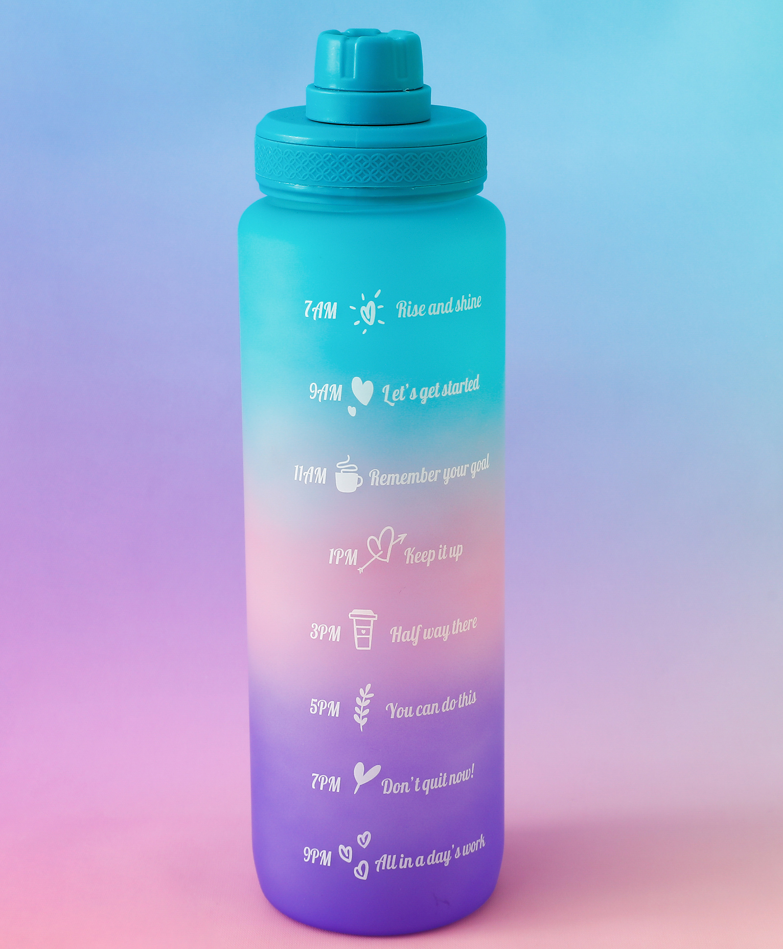 fab n funky BPA-Free Motivational Water Bottle with Time Markers 1000ml - Green| Leak-Resistant Reusable Drinking Bottle for Gym, Office & Daily Hydration-picture-14