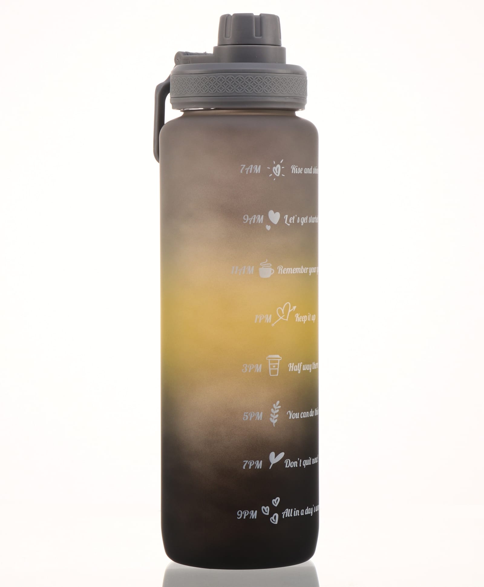 BPA-Free Motivational Water Bottle with Time Markers 1000ml - Grey| Leak-Resistant Reusable Drinking Bottle for Gym, Office & Daily Hydration-image-24
