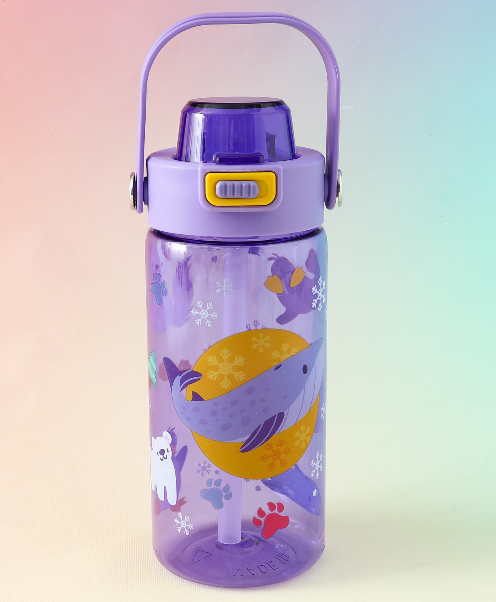 Arctic World Straw Sipper Bottle 600ml - Purple| BPA Free| Leak-Resistant & Freezer Safe| Ideal for School, Home & Travel| For School Going Boys & Girls-image-40