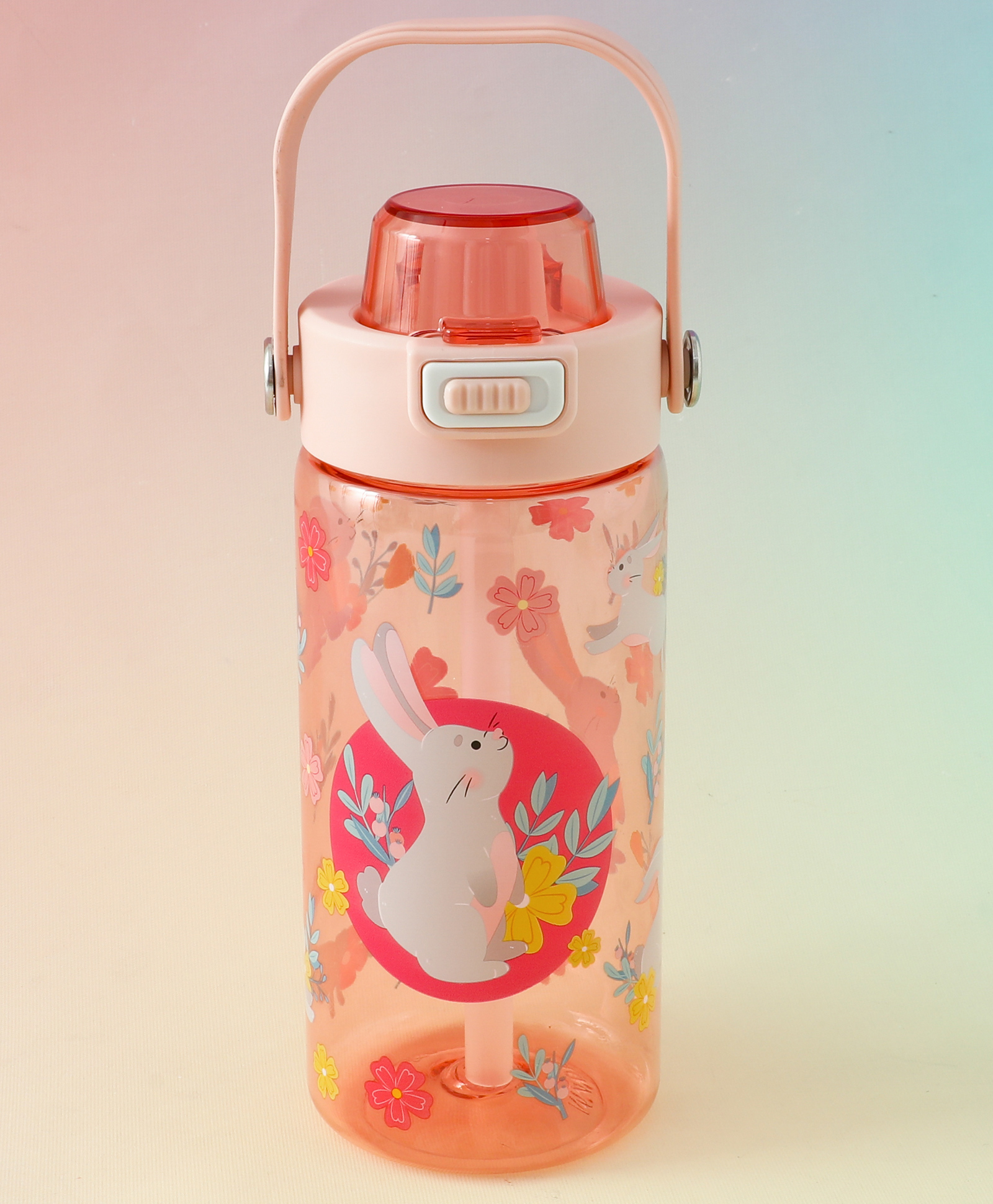 fab n funky Arctic World Straw Sipper Bottle 600ml - Pink| BPA Free| Leak-Resistant & Freezer Safe| Ideal for School, Home & Travel| For School Going Boys & Girls-picture-15