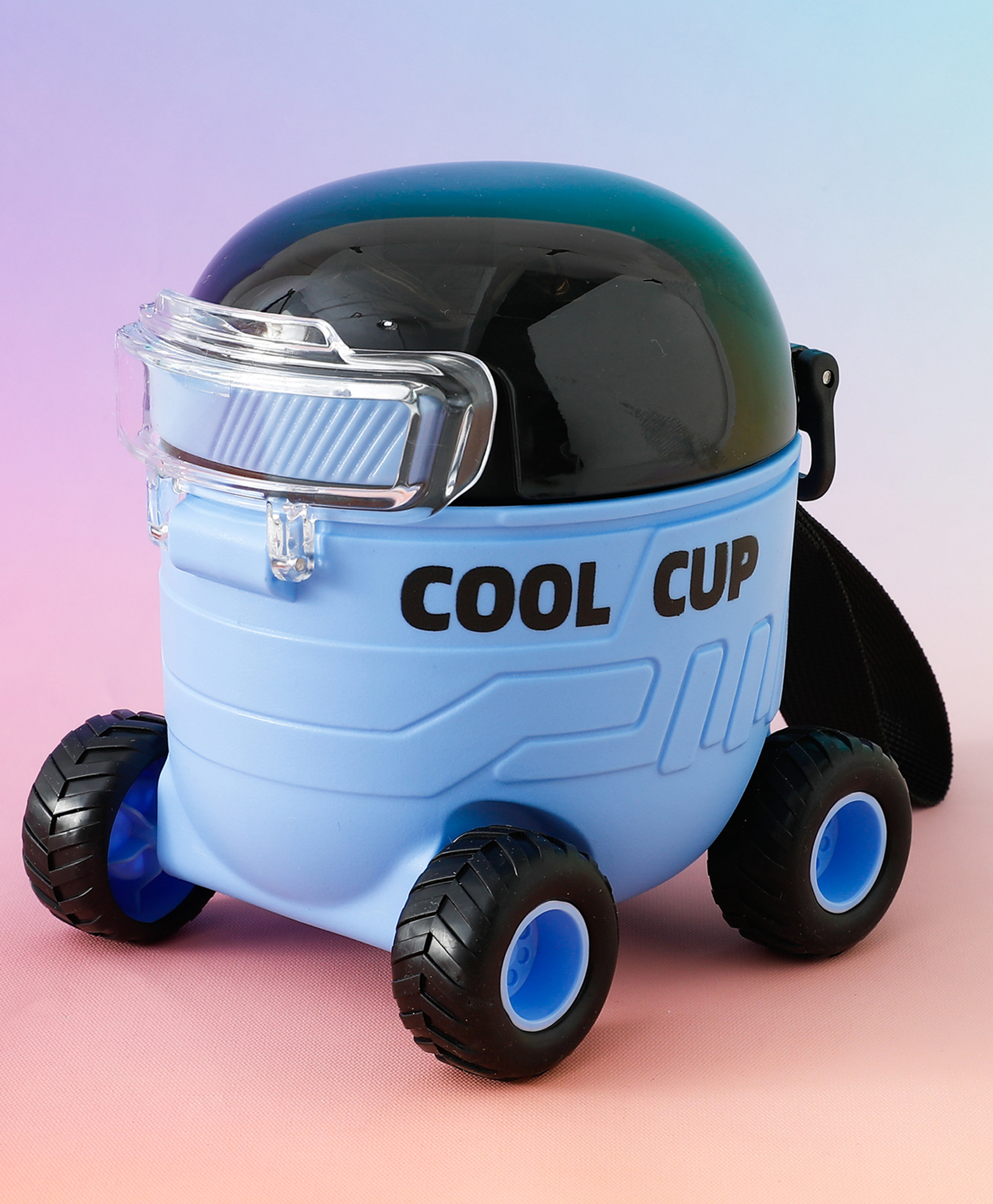 fab n funky Cool Cup Trolley shape Straw Water Bottle 550ML - Blue| BPA Free| Leak Resistant & Freezer Safe| Sipper for School Going Boys & Girls-picture-18