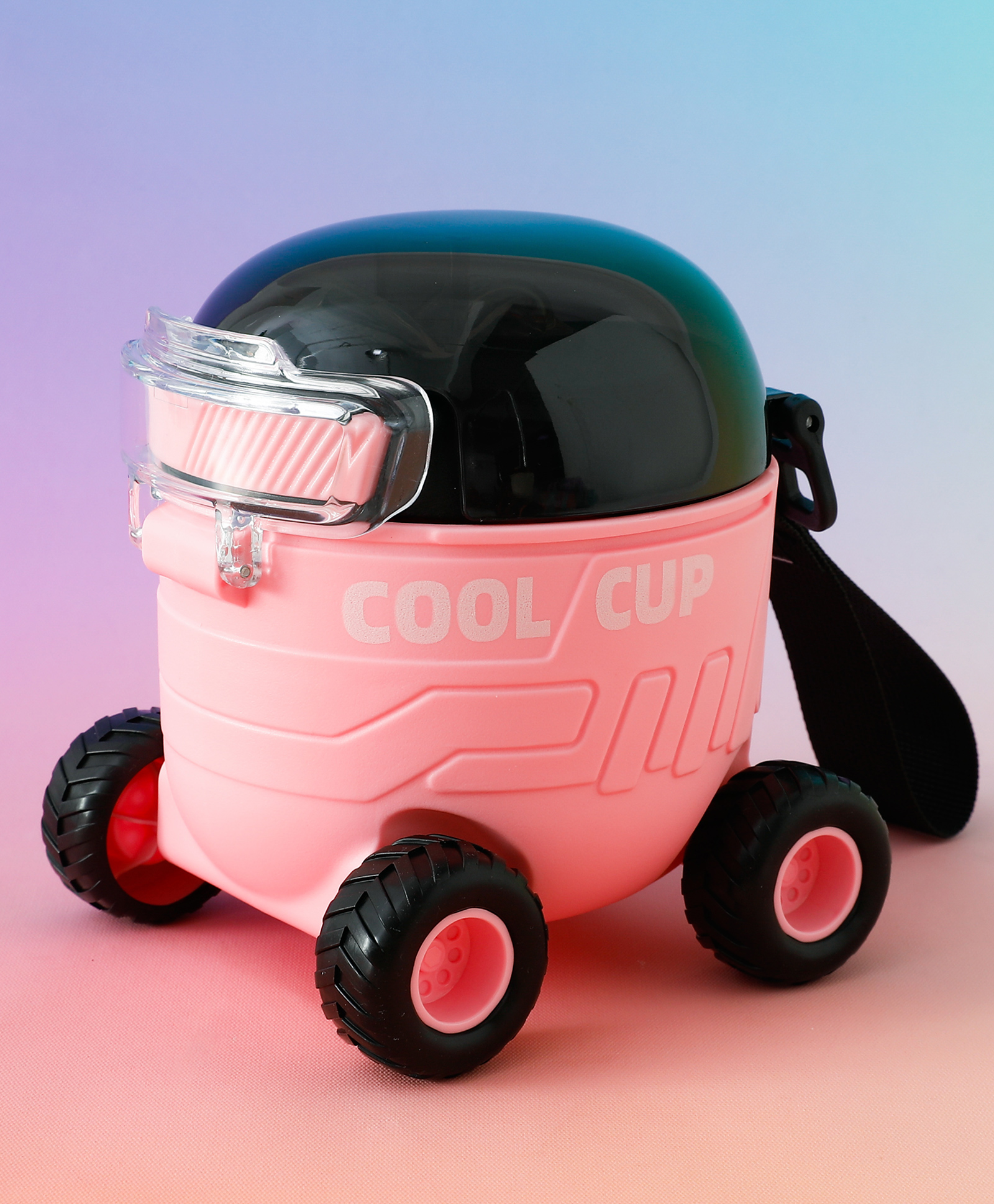 Cool Cup Trolley shape Straw Water Bottle 550ML - Pink| BPA Free| Leak Resistant & Freezer Safe| Sipper for School Going Boys & Girls-image-38