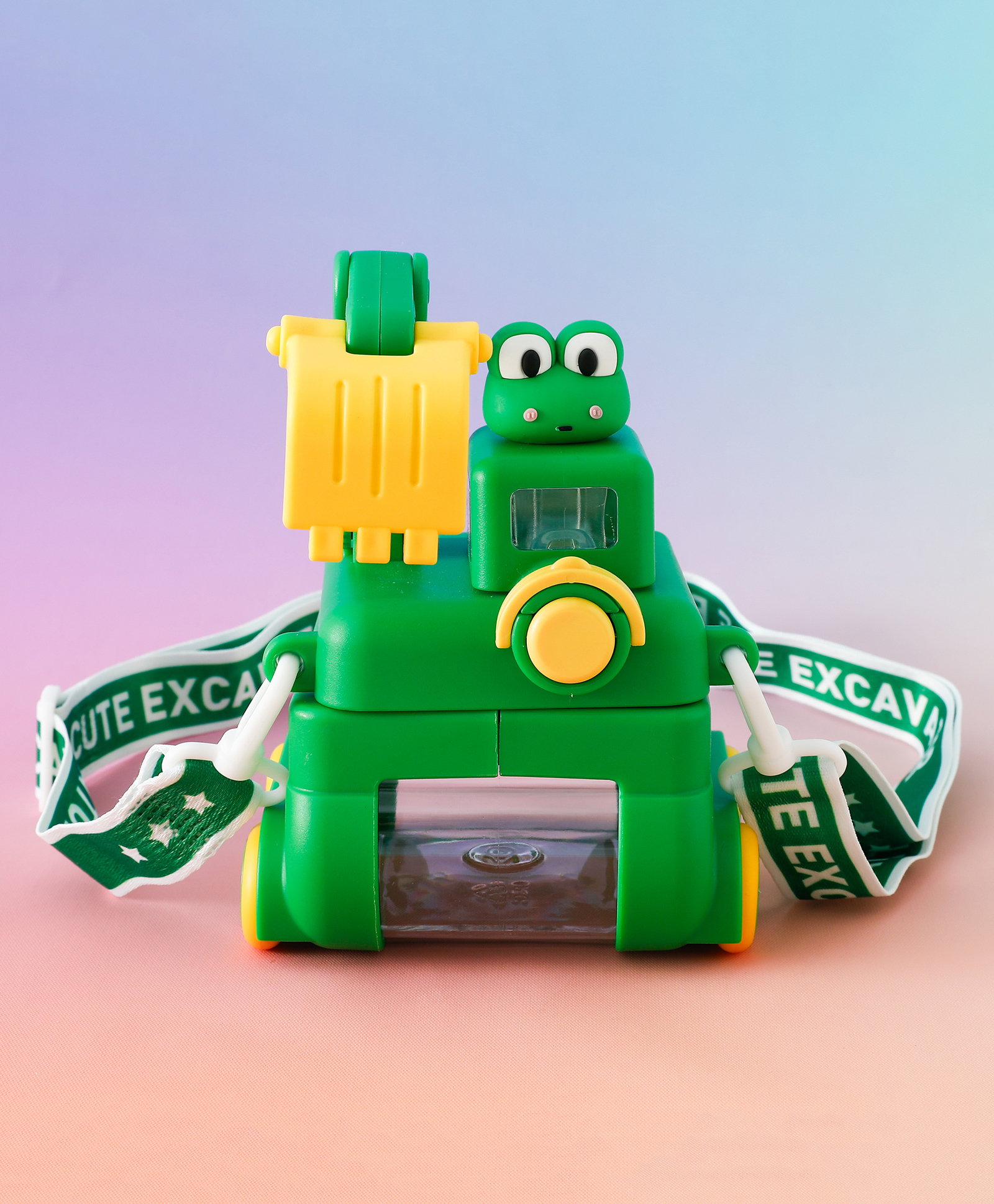 fab n funky Construction Vehicle Style Kids Straw Water Bottle 500ml - Green| Leak-Resistant| Sipper Bottle with Strap| for School, Travel & Outdoor| Ideal for School Going Boys & Girls-picture-36