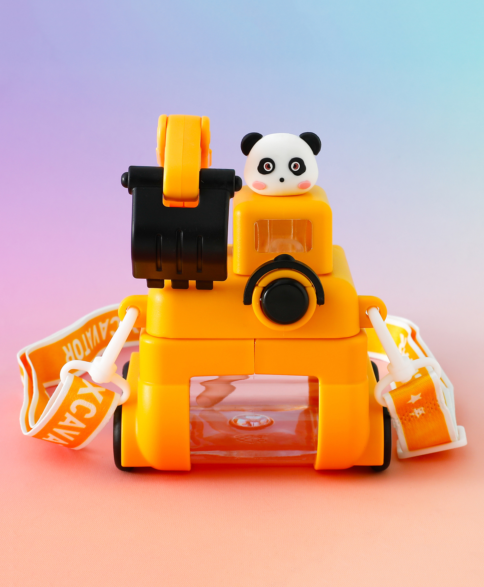 fab n funky Construction Vehicle Style Kids Straw Water Bottle 500ml - Yellow| Leak-Resistant| Sipper Bottle with Strap| for School, Travel & Outdoor| Ideal for School Going Boys & Girls-picture-38
