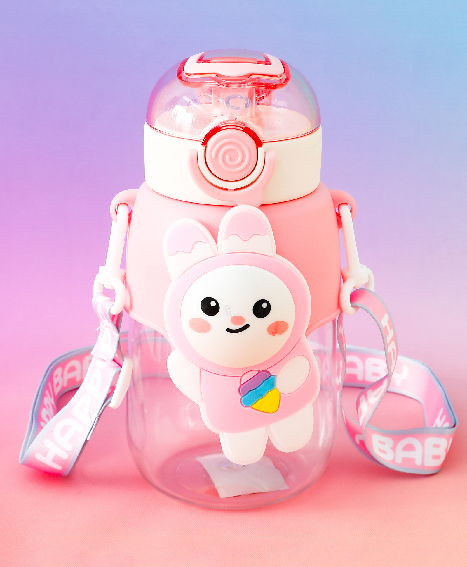 Cute Bunny Straw Sipper Bottle 680ml - Pink| BPA Free| Leak-Resistant & Freezer Safe| Ideal for School, Home & Travel| for School Going Boys & Girls-image-38