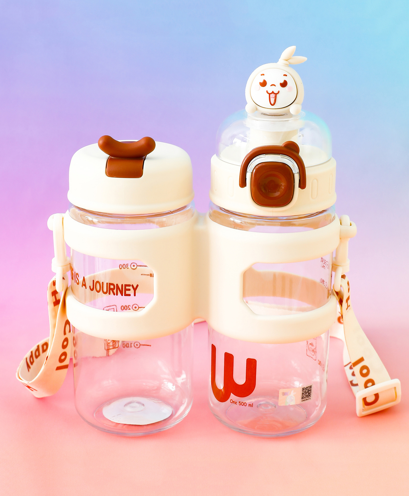 fab n funky Bunny Theme Set of 2 Water Bottle - Red| 500ml x 2| BPA Free| Leak-Resistant & Freezer Safe| Ideal for School, Home & Travel| for School Going Boys & Girls-picture-19