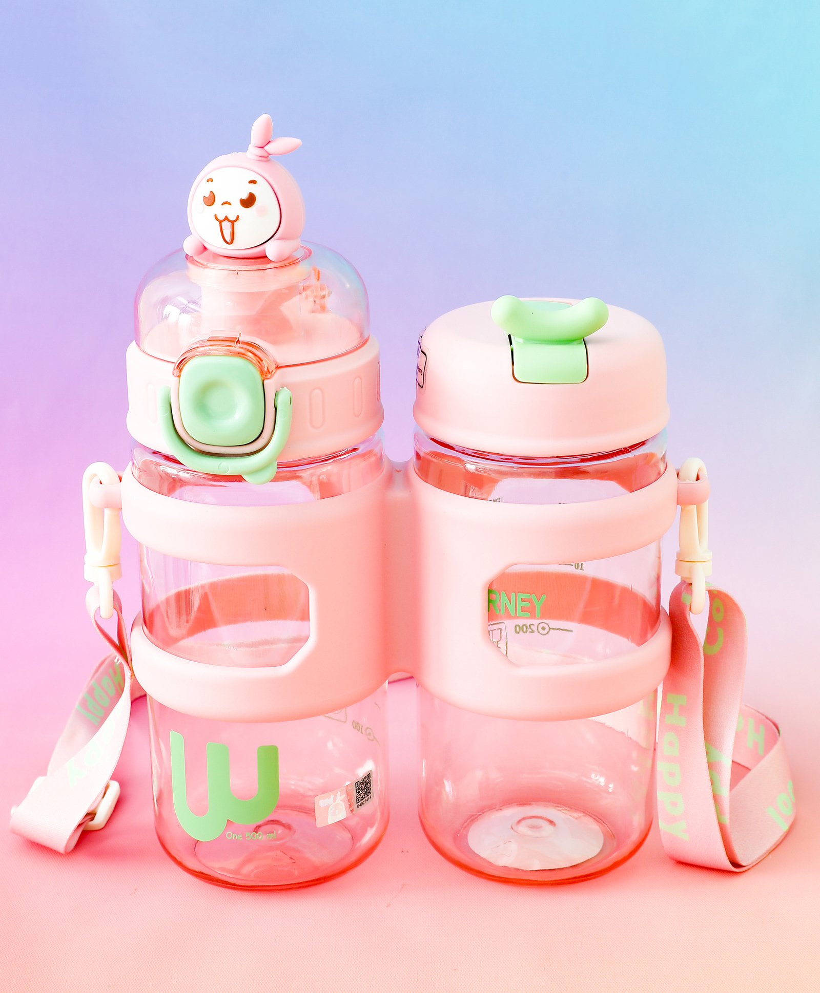 fab n funky Bunny Theme Set of 2 Water Bottle - Pink| 500ml x 2| BPA Free| Leak-Resistant & Freezer Safe| Ideal for School, Home & Travel| for School Going Boys & Girls-picture-10