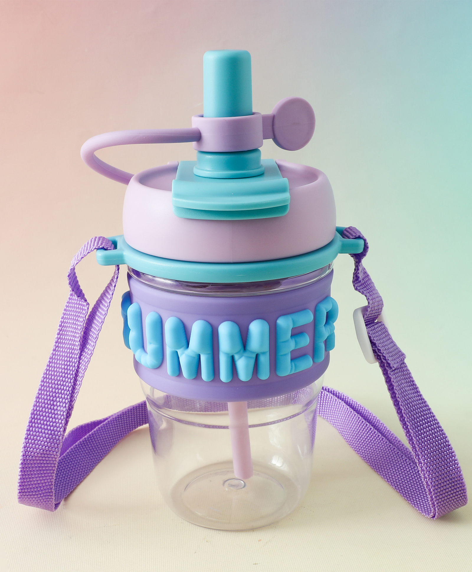 fab n funky Kids Straw Water bottle with Strap 500 ml - Purple| BPA Free| Leak Resistant & Freezer Safe| School Sipper Bottle for Boys & Girls-picture-18