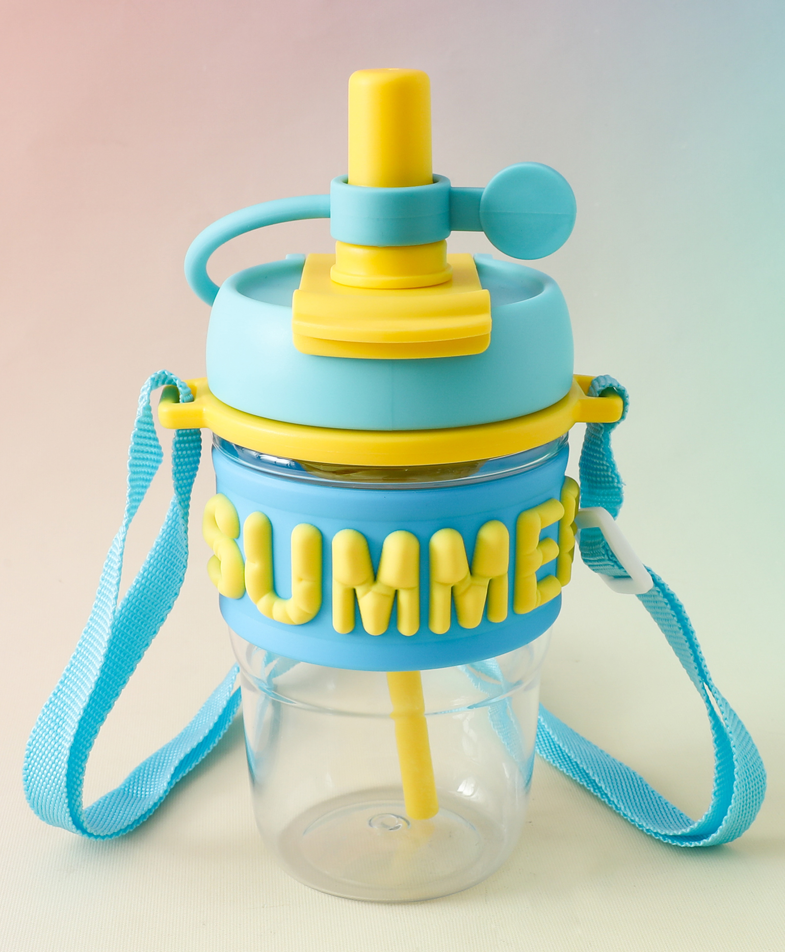 fab n funky Kids Straw Water bottle with Strap 500 ml - Blue| BPA Free| Leak Resistant & Freezer Safe| School Sipper Bottle for Boys & Girls-picture-19