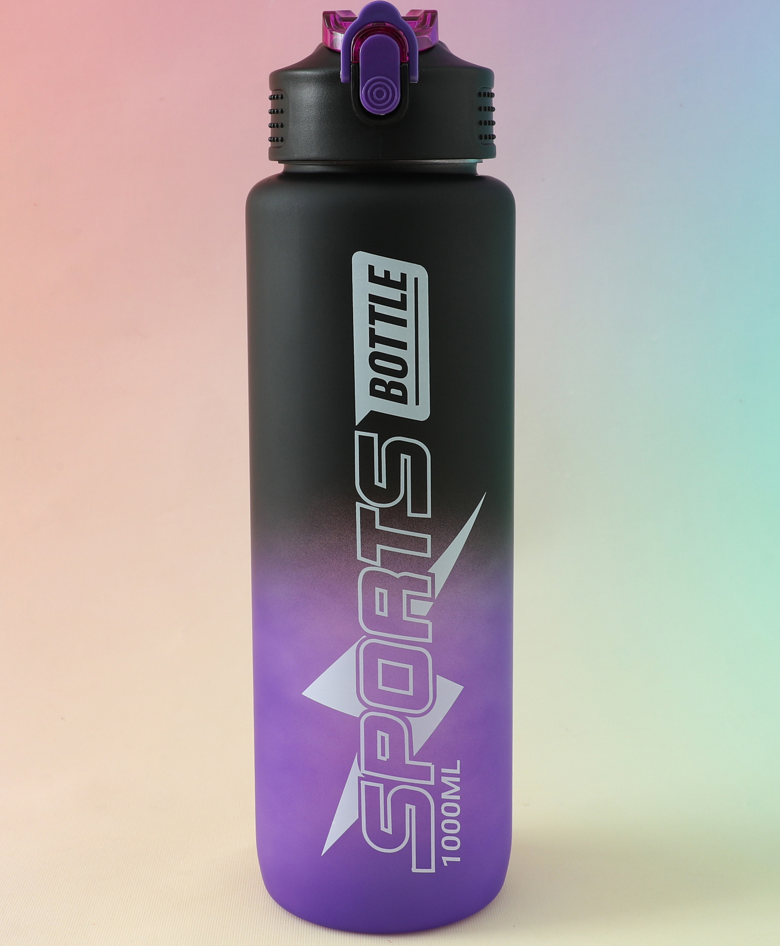 Sports Sipper Bottle 1000ML - Black Purple| BPA Free| Leak Resistant & Freezer Safe| Straw Water Bottle for School going Boys & Girls-image-6