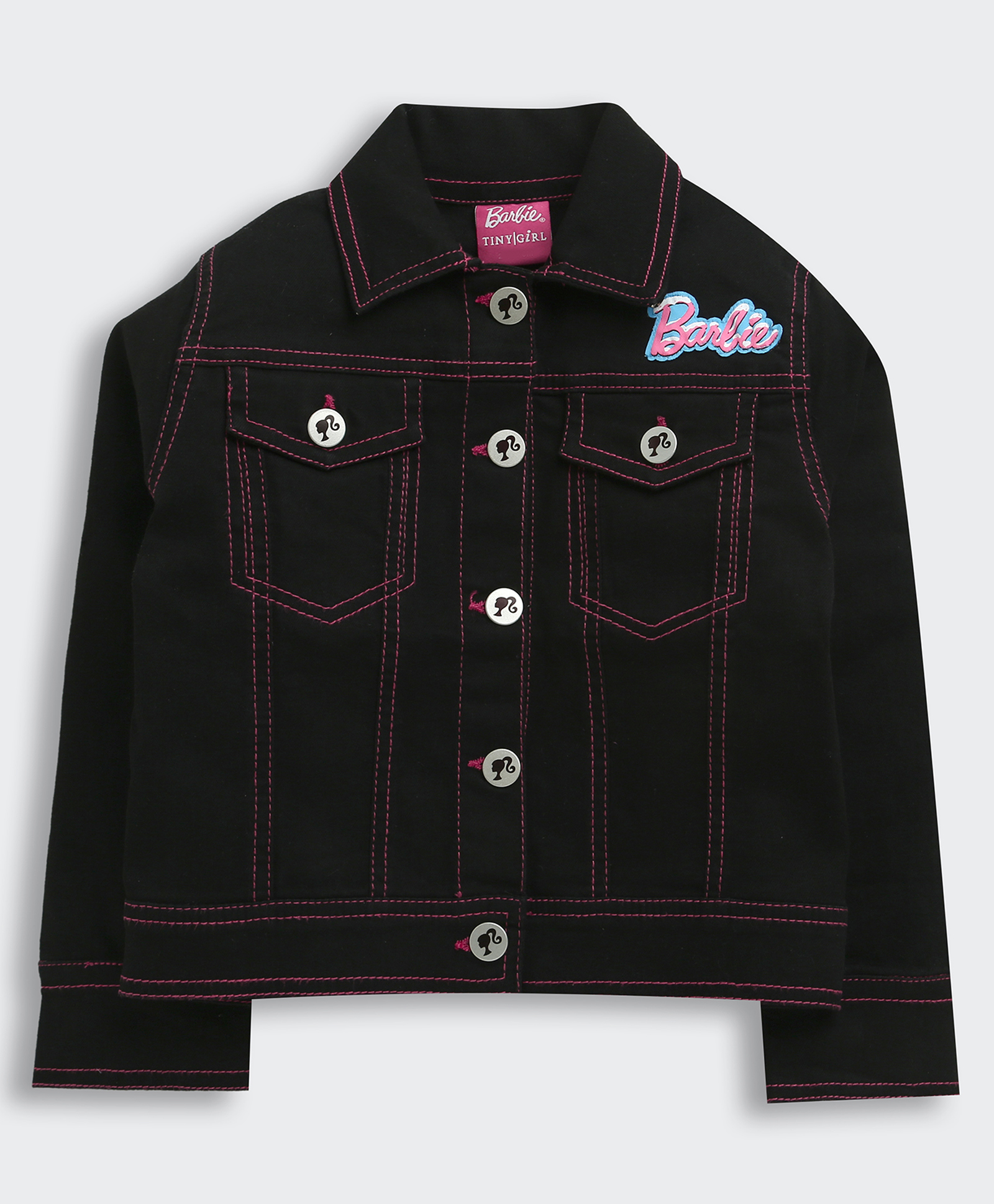 Barbie by Tiny Girl Woven Full Sleeves Text Printed Jacket - Black-picture-39