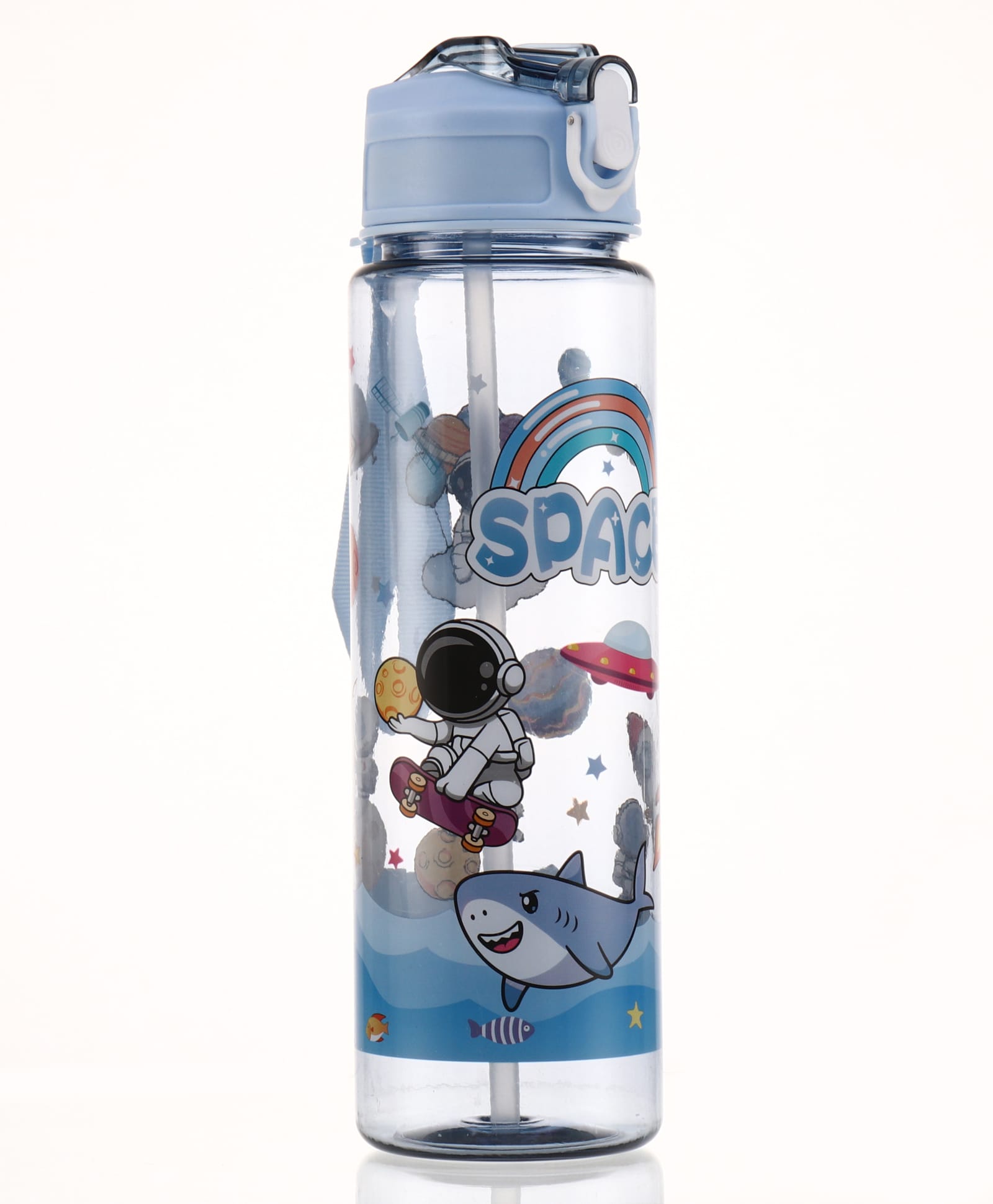 Little Astronaut Straw Sipper Water Bottle 800ML - Blue| BPA Free| Leak Resistant & Freezer Safe| Water Bottle for School Going Boys & Girls-image-47
