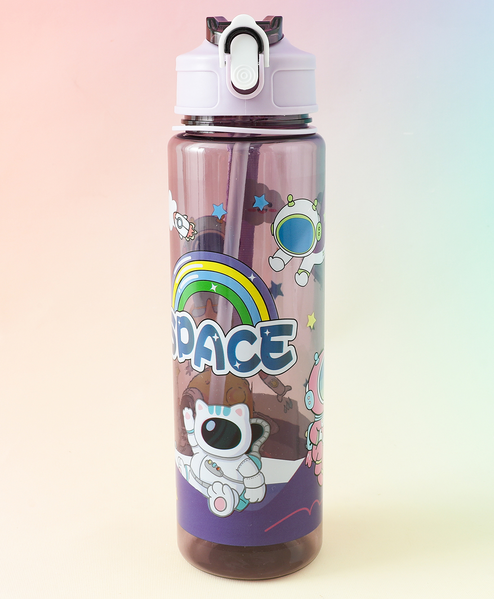 Little Astronaut Straw Sipper Water Bottle 800ML - Purple| BPA Free| Leak Resistant & Freezer Safe| Water Bottle for School Going Boys & Girls-image-34