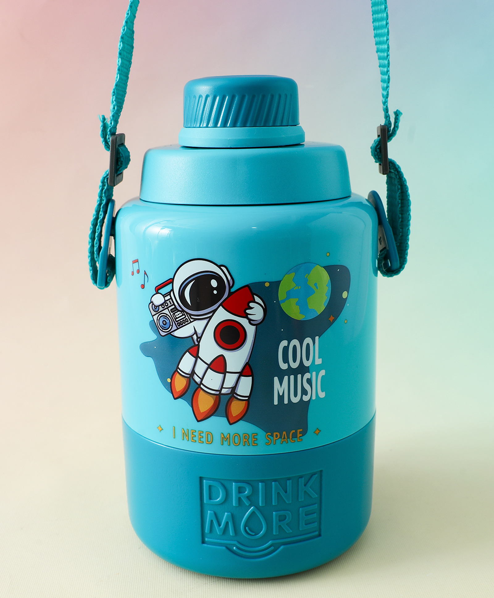 fab n funky Astronaut Straw Sipper Bottle 1000 ml with Strap- Blue| BPA Free| Ideal for School, Home & Travel| Lightweight & Leak Resistant, Freezer safe| For Boys & Girls-picture-13