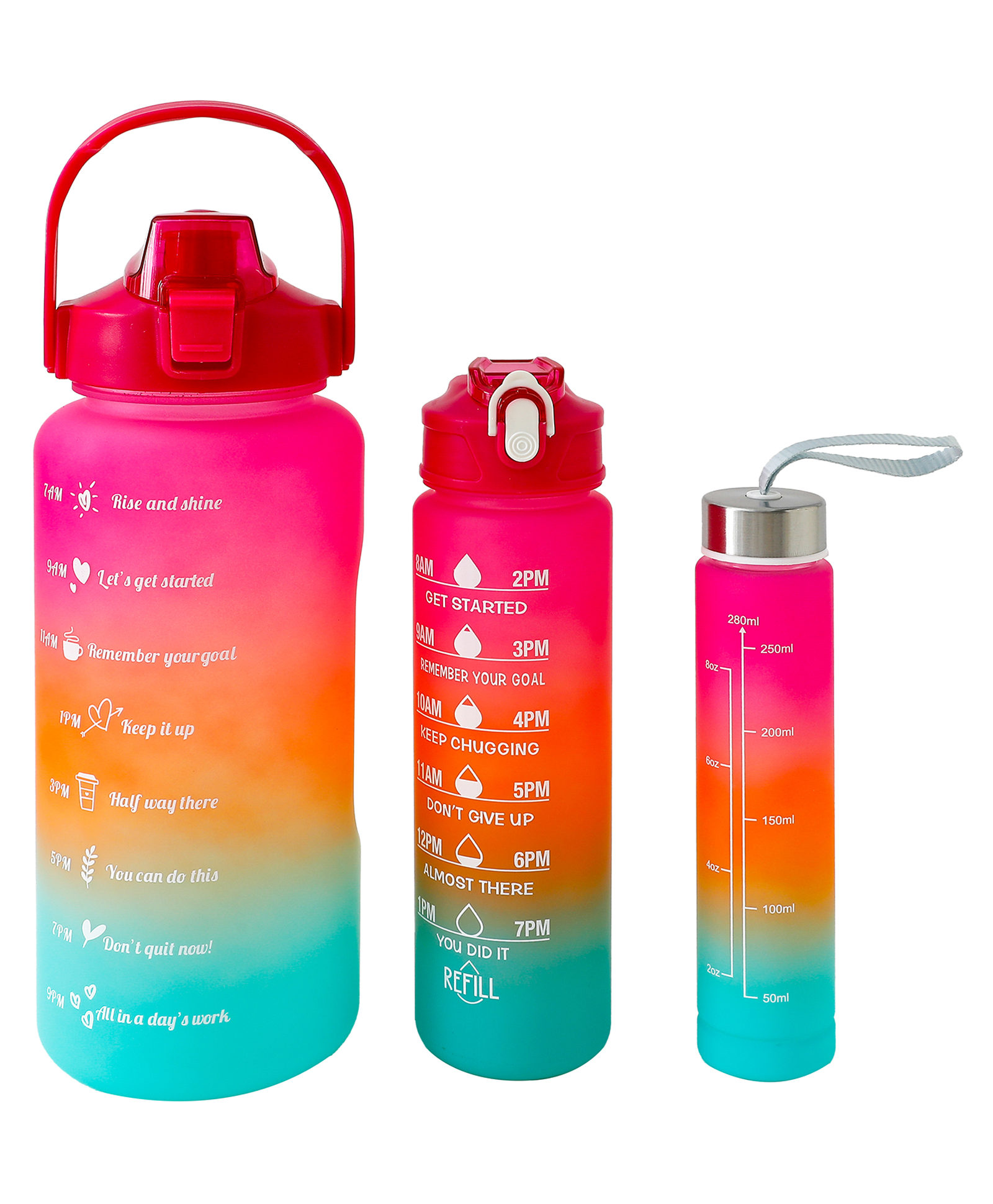 fab n funky Sports Straw Sipper Bottle 3Pcs 2000ml,750ml,250ml - Fuchsia & Blue| BPA Free| Leak-Resistant & Freezer Safe| Ideal for School, Home & Travel-picture-32