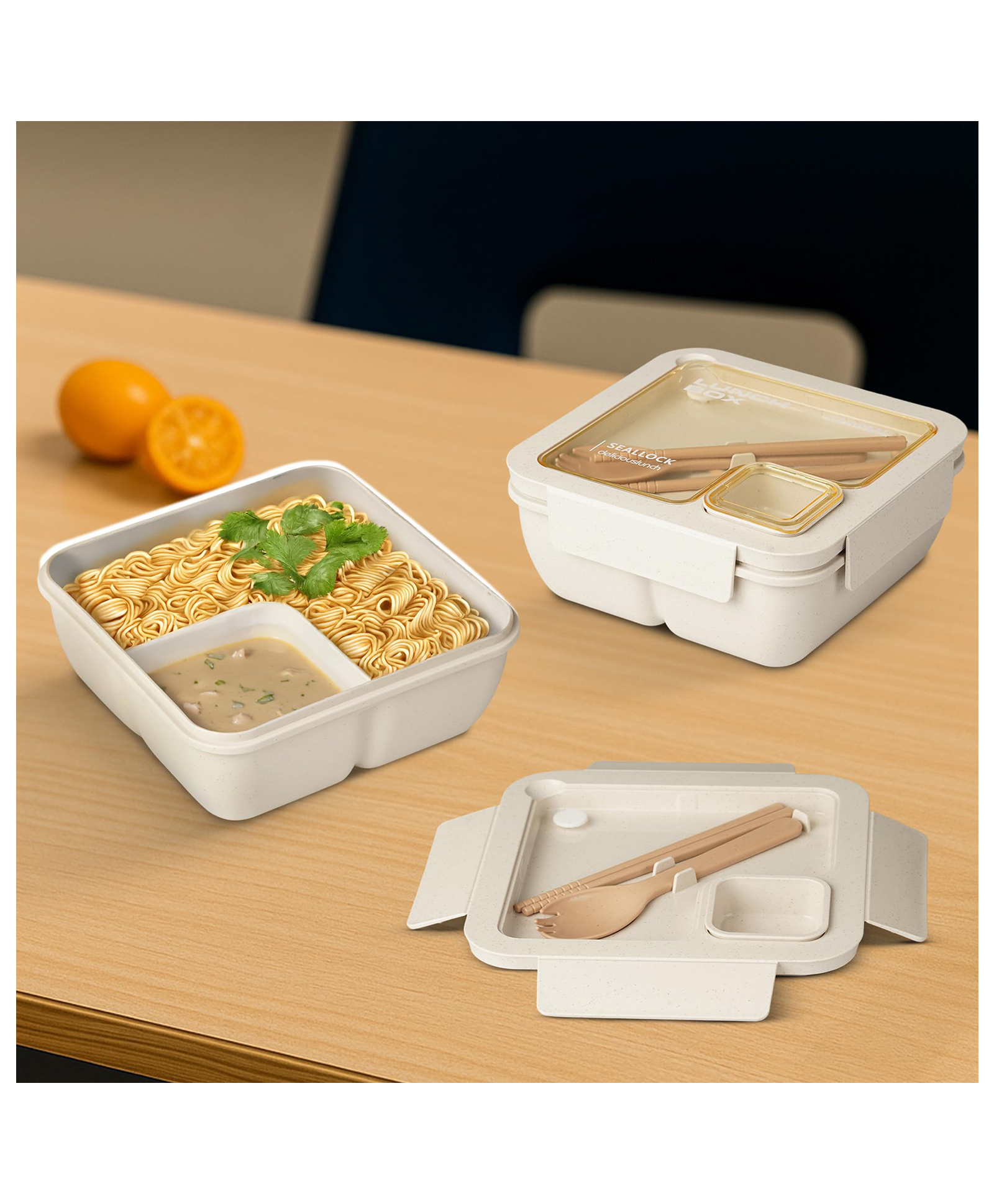 BAYBEE Ching Kids Lunch Box with 2 in 1 Spoon & Chopsticks | 2 Compartment Leak Proof Tiffin Box for School, College & Office | BPA Free, Microwave & Dishwasher Safe Lunch Box Boys & Girls, 1100ml-picture-11