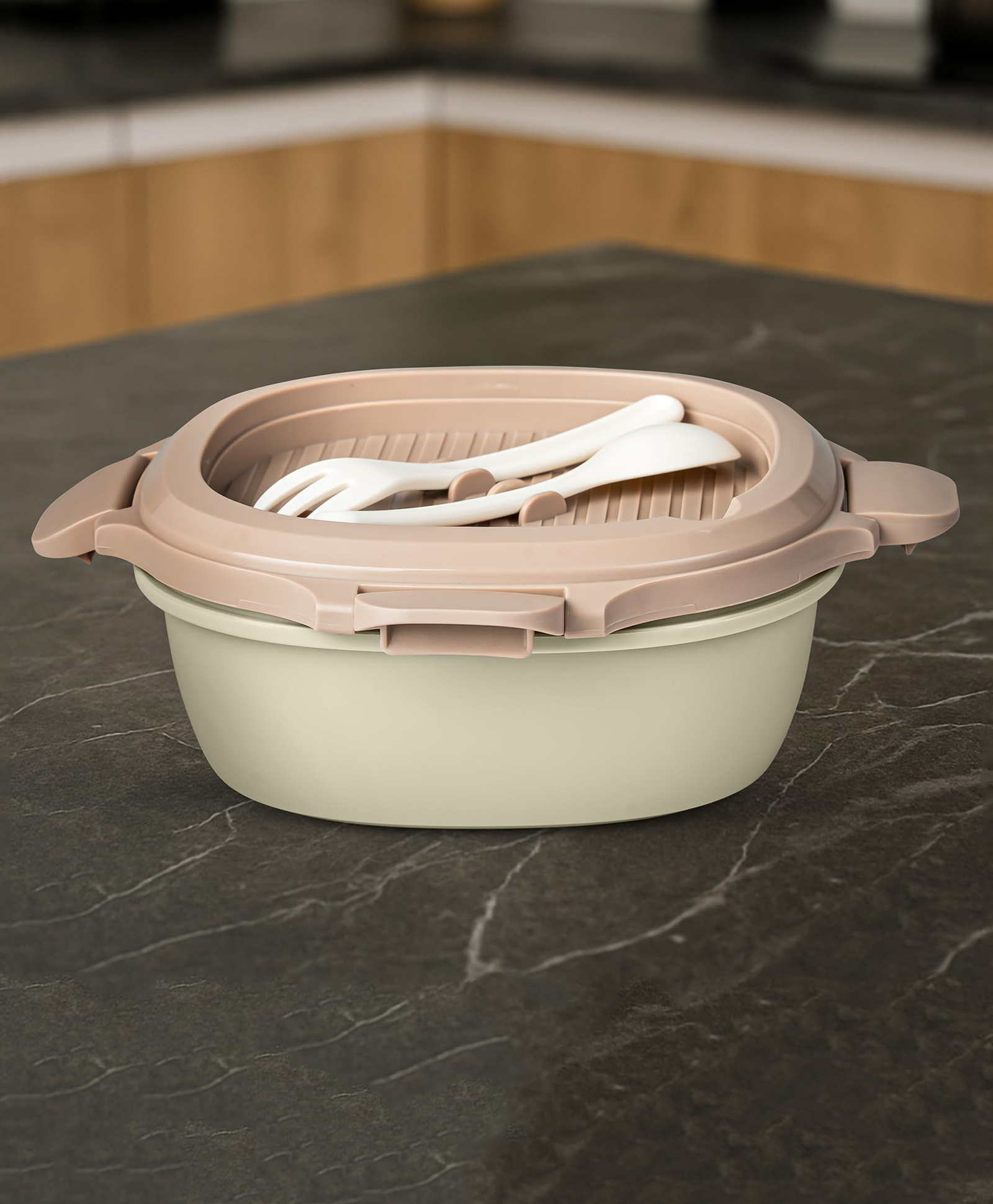 BAYBEE Lunch Box for Kids 3 Compartment with Spoon & Fork | BPA Free Food Grade Leak Proof Tiffin Box for School, Office, College | Hot Microwave & Dishwasher Safe Lunchbox Kids, Adults 1100ml (Green)-picture-5