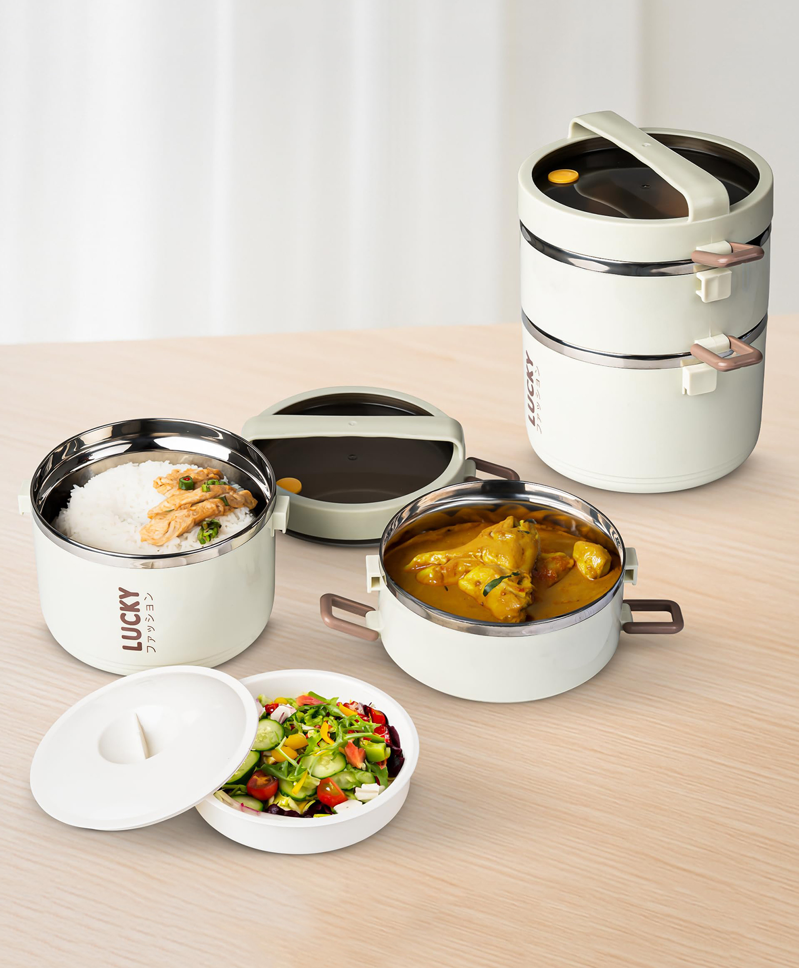 BAYBEE Lucky Lunch Box for Kids & Adults | Stainless Steel Lunch Box for Kids, Men & Women | Leak Proof Tiffin Box for School,College & Office | Hot Microwave Safe Food Container with 3 Boxes, 1700ml-picture-17