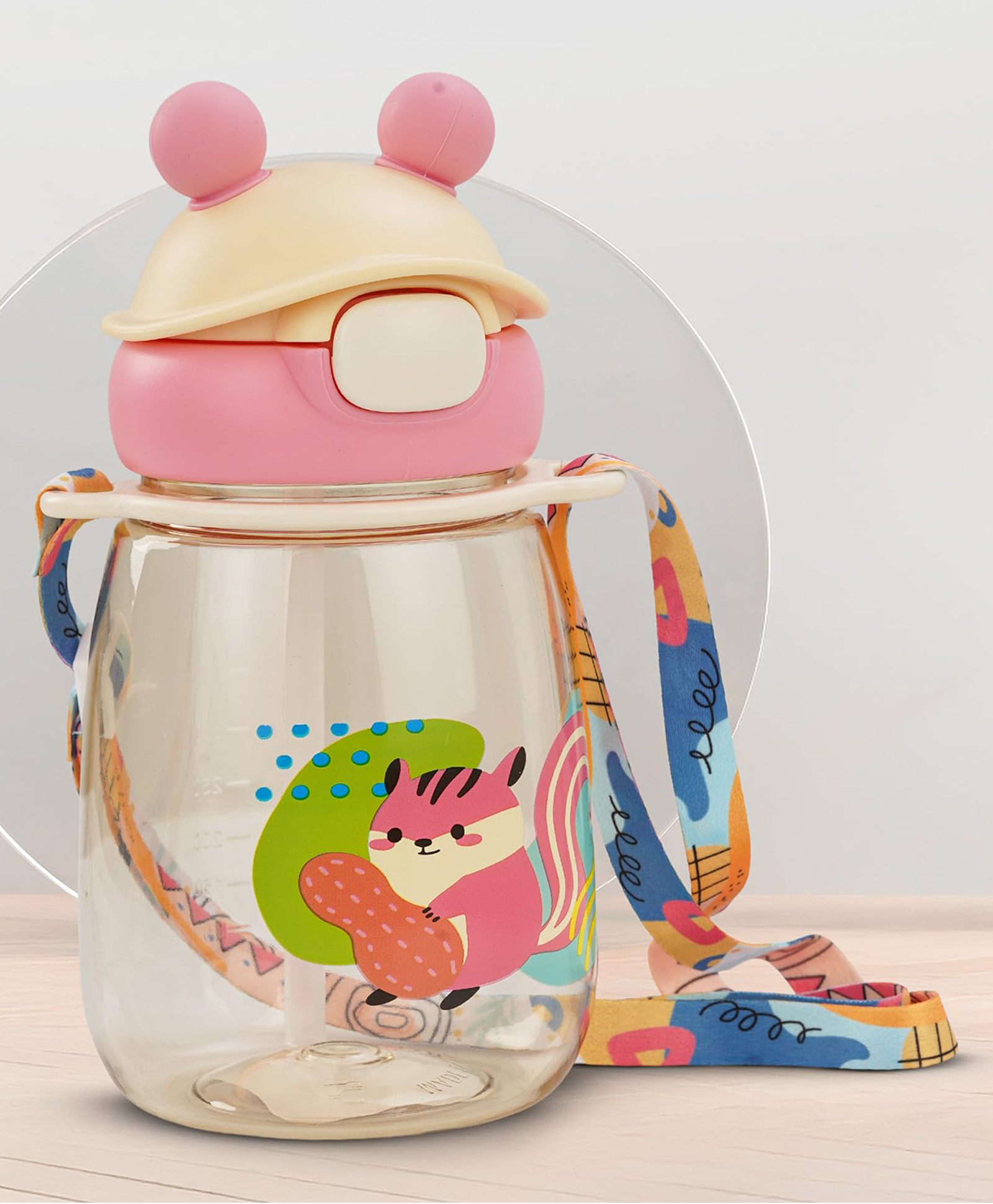 Baybee SnowSip Baby Sipper Bottle with Straw for Kids | Spill Proof & BPA Free Safe Sipper 540ml | Cute Cartoon Design Smooth Sipping & Adjustable Strap | Water Bottle for School Kids Boys Girls(Pink)-image-38