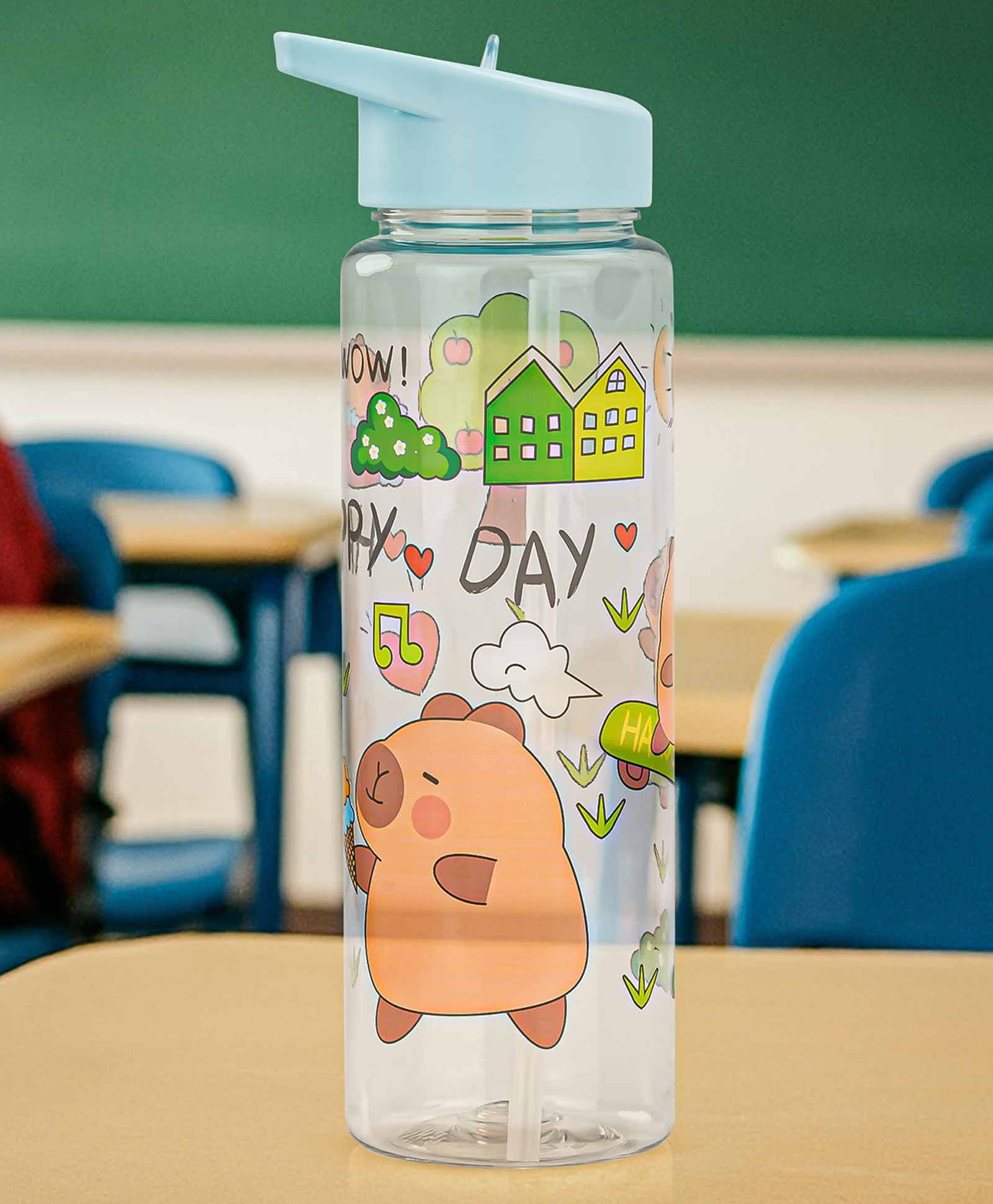 BAYBEE Chubby 600ml Sipper Bottle for Kids, Anti-Spill Sippy Water Bottle- BPA Free |Sippy Cup, Baby Bottle Sippers | Sipper Water Bottle for Kids Infants & Toddlers 6 Months to 10 Years (Green)-image-6