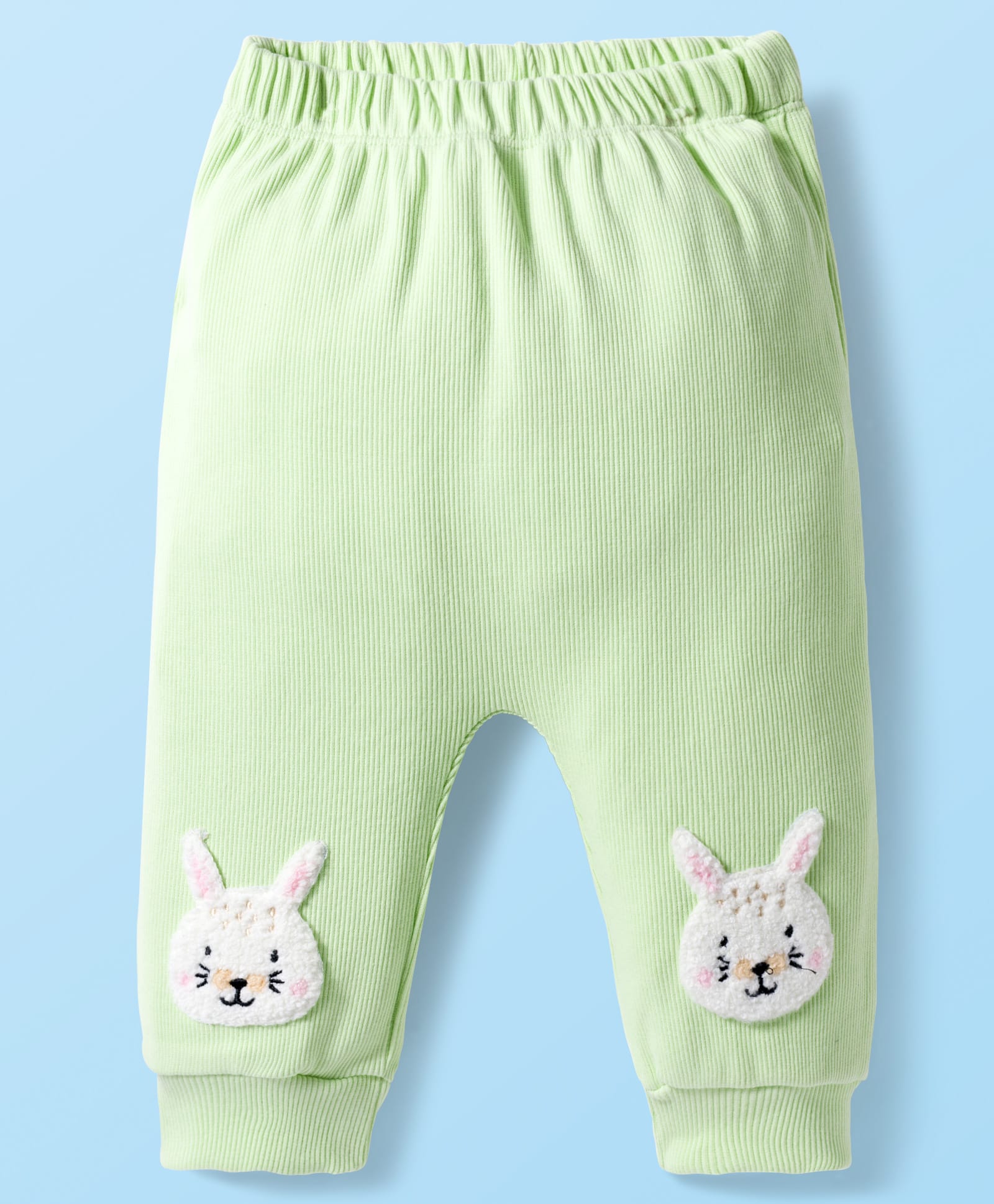 Little Kangaroos Woven Full Length Fleece Pant With Bunny Applique - Lime Green-picture-10