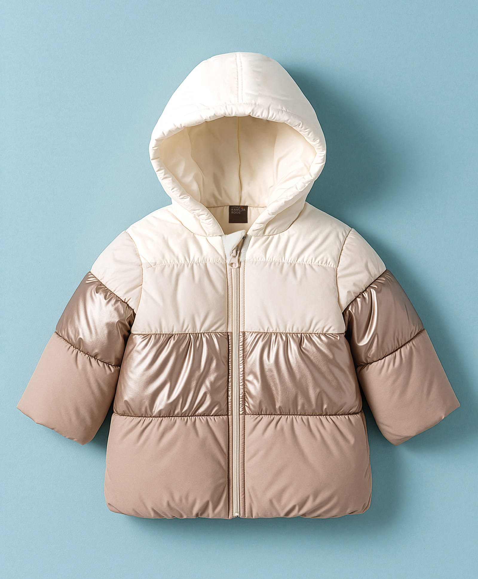 Little Kangaroos Woven Full Sleeves Solid Color Hooded Padded Jacket - Multicolor-image-40
