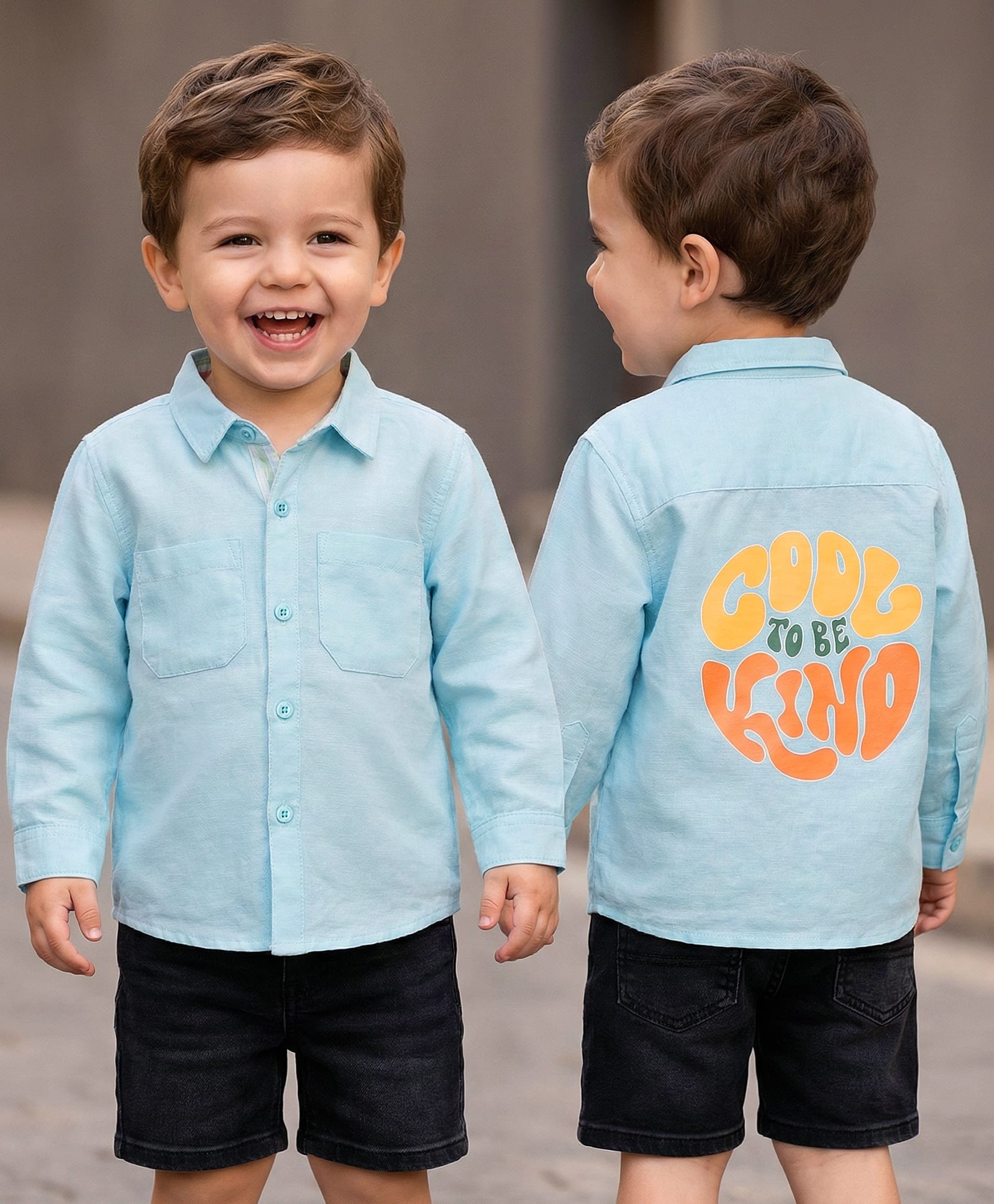 Babyoye 100% Cotton Woven Full Sleeves Solid Colour Shirt - Turquoise-image-36