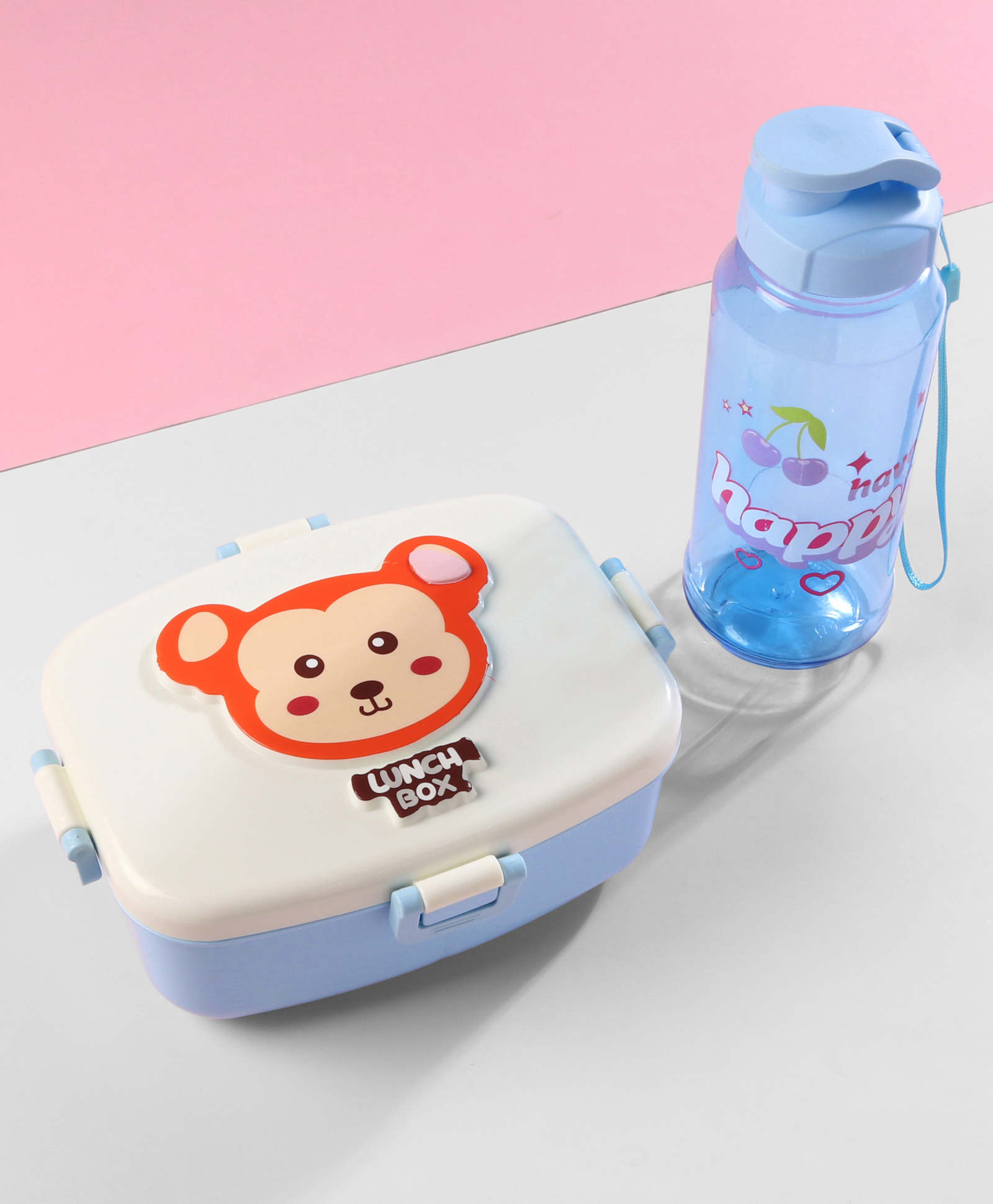 Kids Section Lunch Box with Water Bottle Set - Blue| 500ml Lunch Box & 400ml Water Bottle| Spoon & Fork| BPA-Free School Lunch Combo for Boys & Girls-image-49
