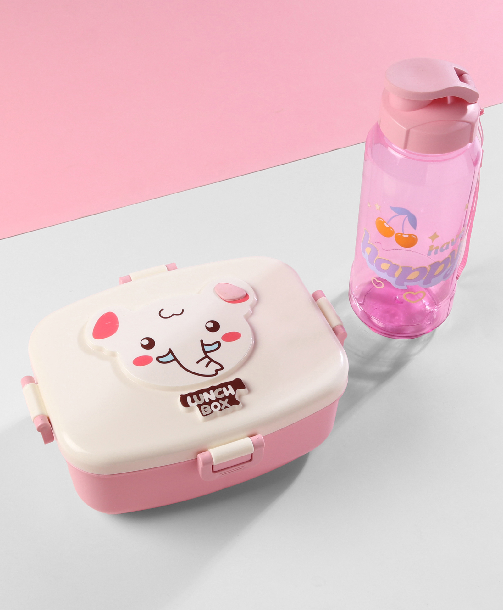 Kids Section Lunch Box with Water Bottle Set - Pink | 500ml Lunch Box & 400ml Water Bottle| Spoon & Fork| BPA-Free School Lunch Combo for Boys & Girls-image-15