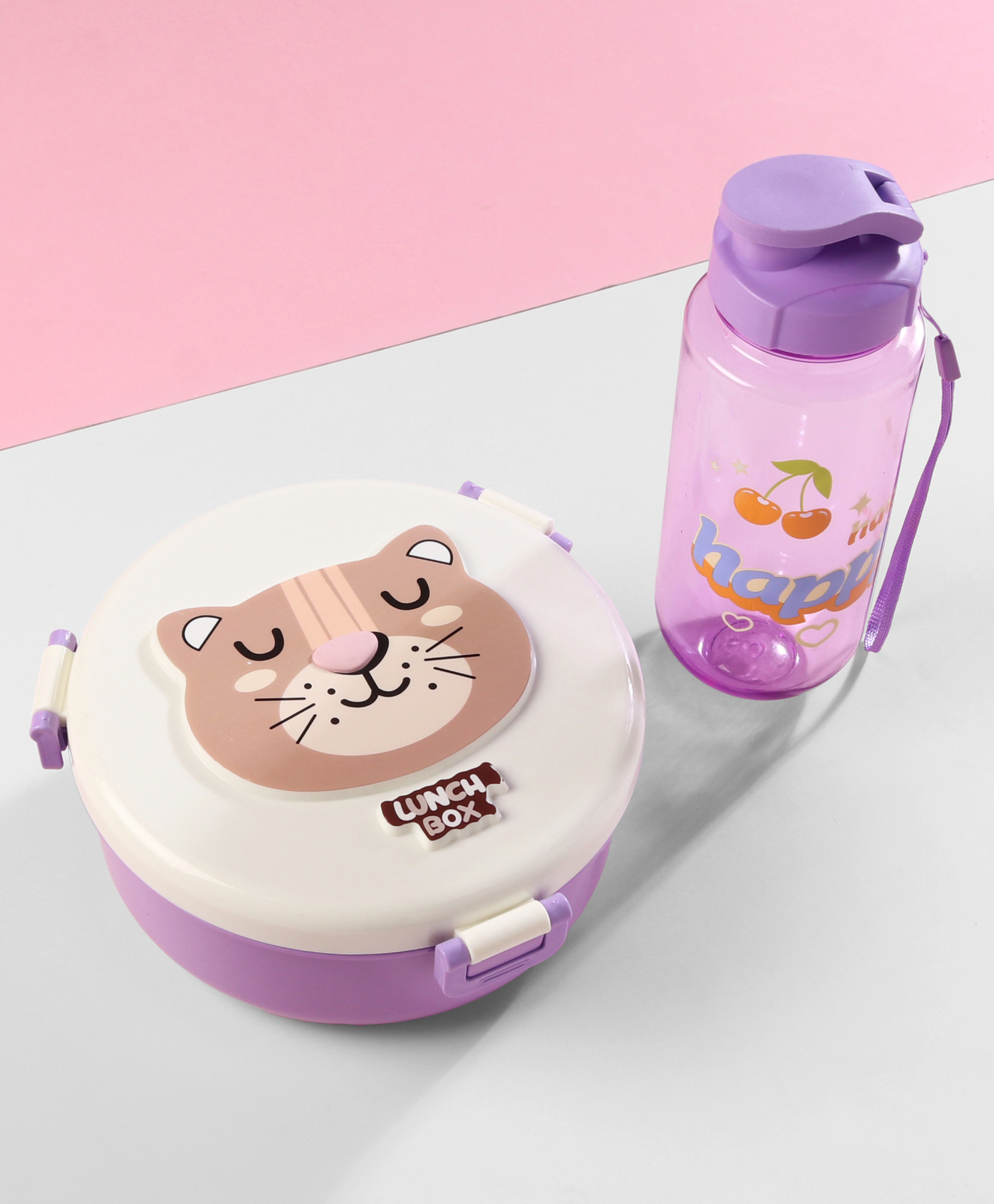 Kids Section Lunch Box & Water Bottle Set - Purple| BPA-Free, Leak-Resistant & Freezer-Safe| Spoon & Fork| 500ml Lunch Box & 400ml Bottle | School Tiffin Combo for Boys & Girls-image-49