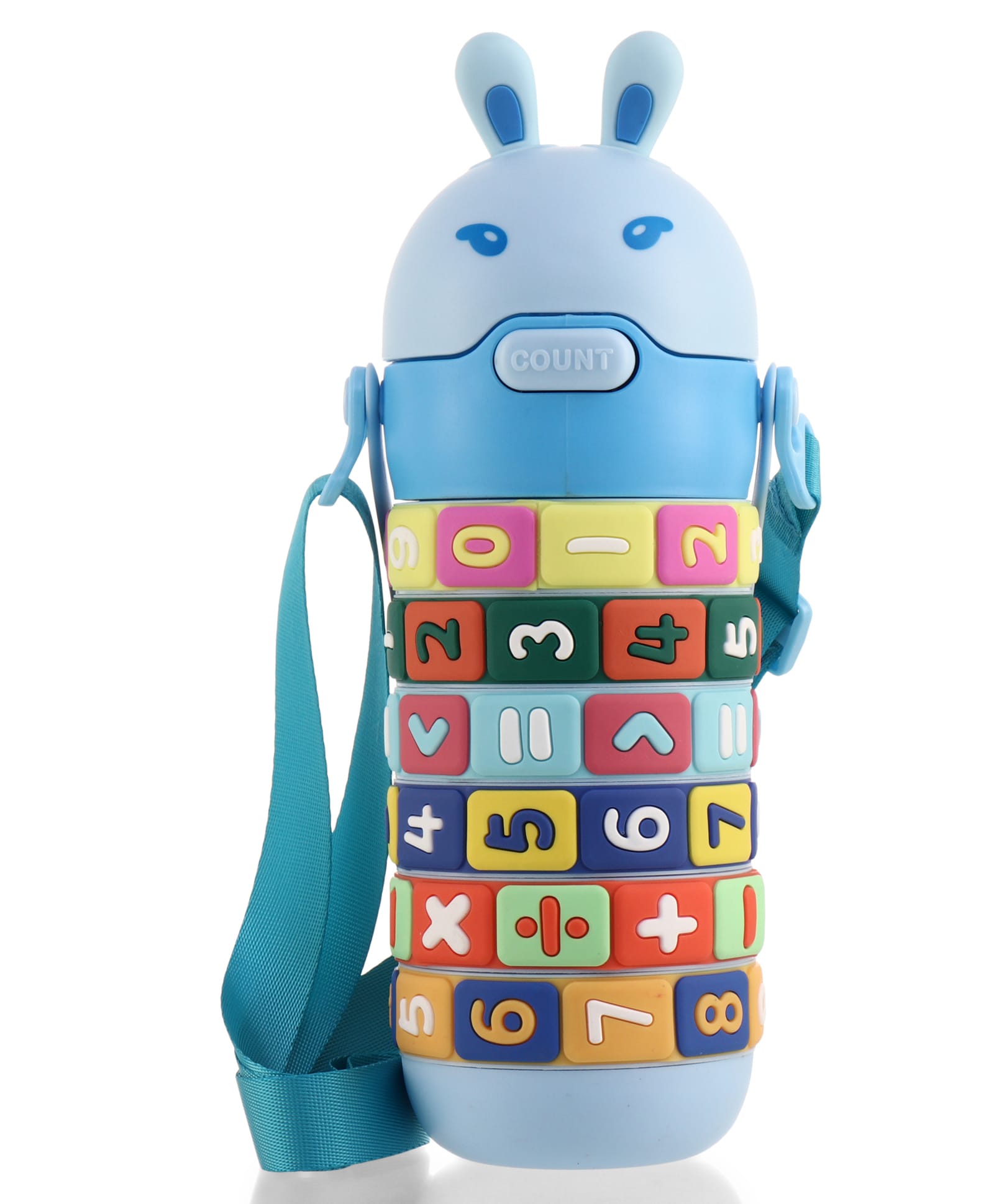 Bunny Lid Number Puzzle Straw Sipper Bottle for Kids - 520 ml - Blue| Leak Resistant & BPA Free| Freezer Safe School Straw Water Bottle for Boys & Girls-image-33