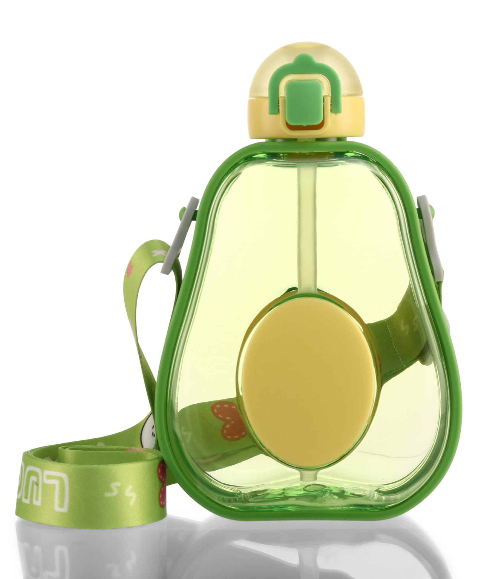 Avocado Design Kids Straw Water Bottle 600 ml -Green| Leak-Resistant BPA Free Freezer Safe Sipper Bottle with Adjustable Strap| Sipper Bottle for School, Picnic & Travel for Boys & Girls-image-41