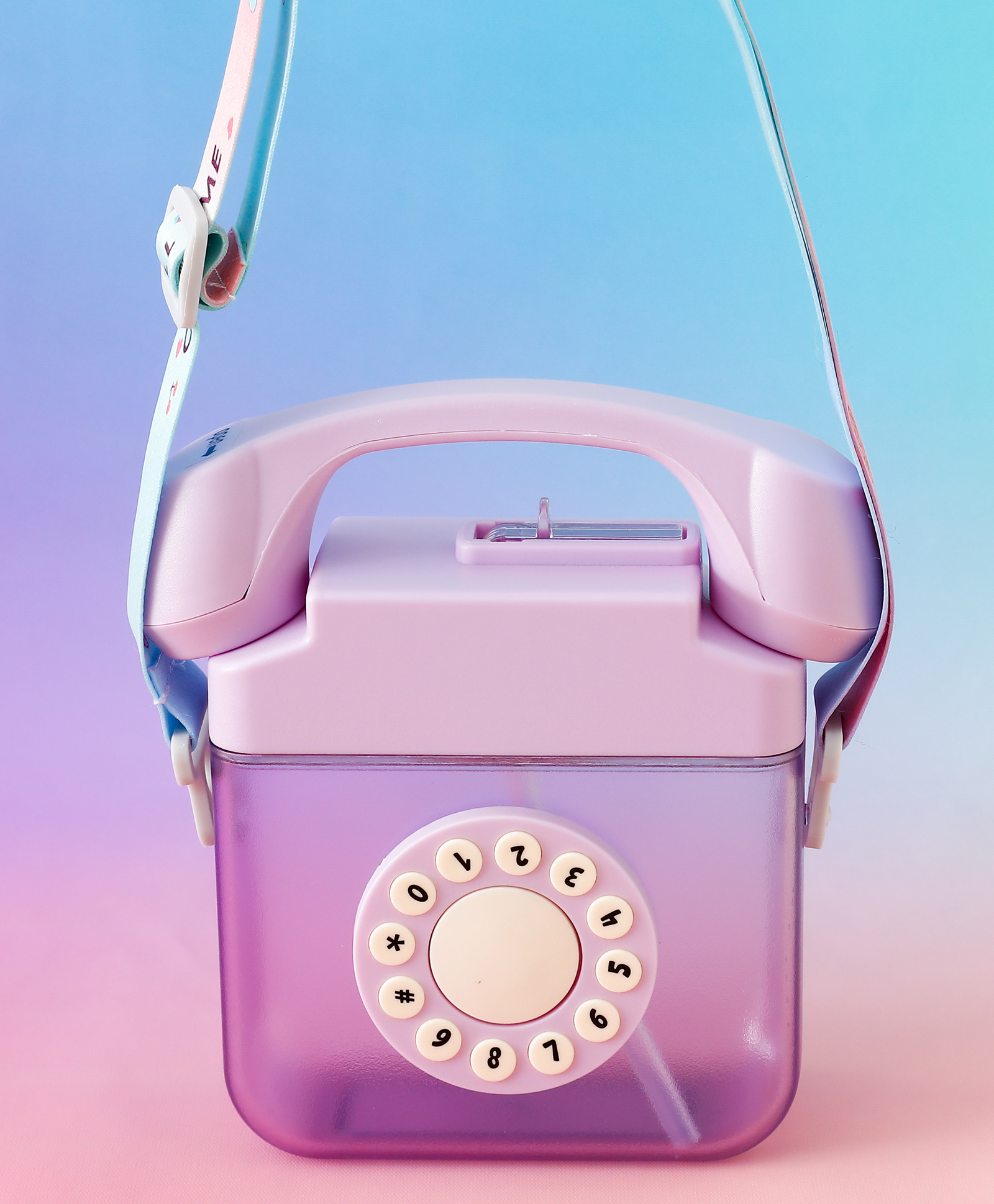 fab n funky Retro Dial Design Kids Water Bottle 400 ml - Purple| BPA Free Leak-Resistant Freezer Safe Sipper Bottle with Straw & Adjustable Strap| Lightweight School Bottle for Boys & Girls-picture-38