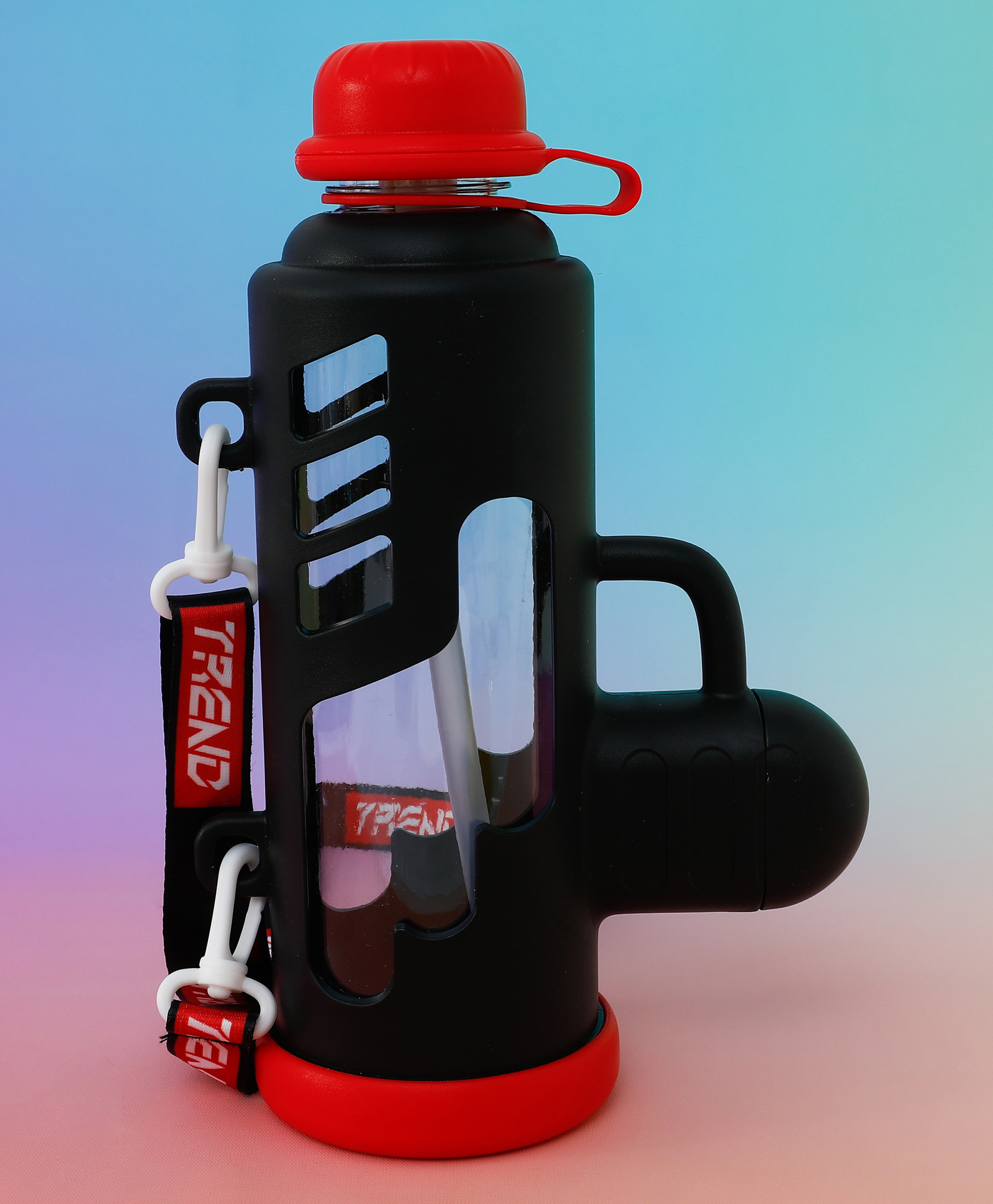 Bazooka Style Kids Straw Water Bottle 680 ml - Black| BPA Free| Freezer Safe & Leak-Resistant| School Sipper Bottle with Straw & Carry Strap for Boys & Girls-image-37