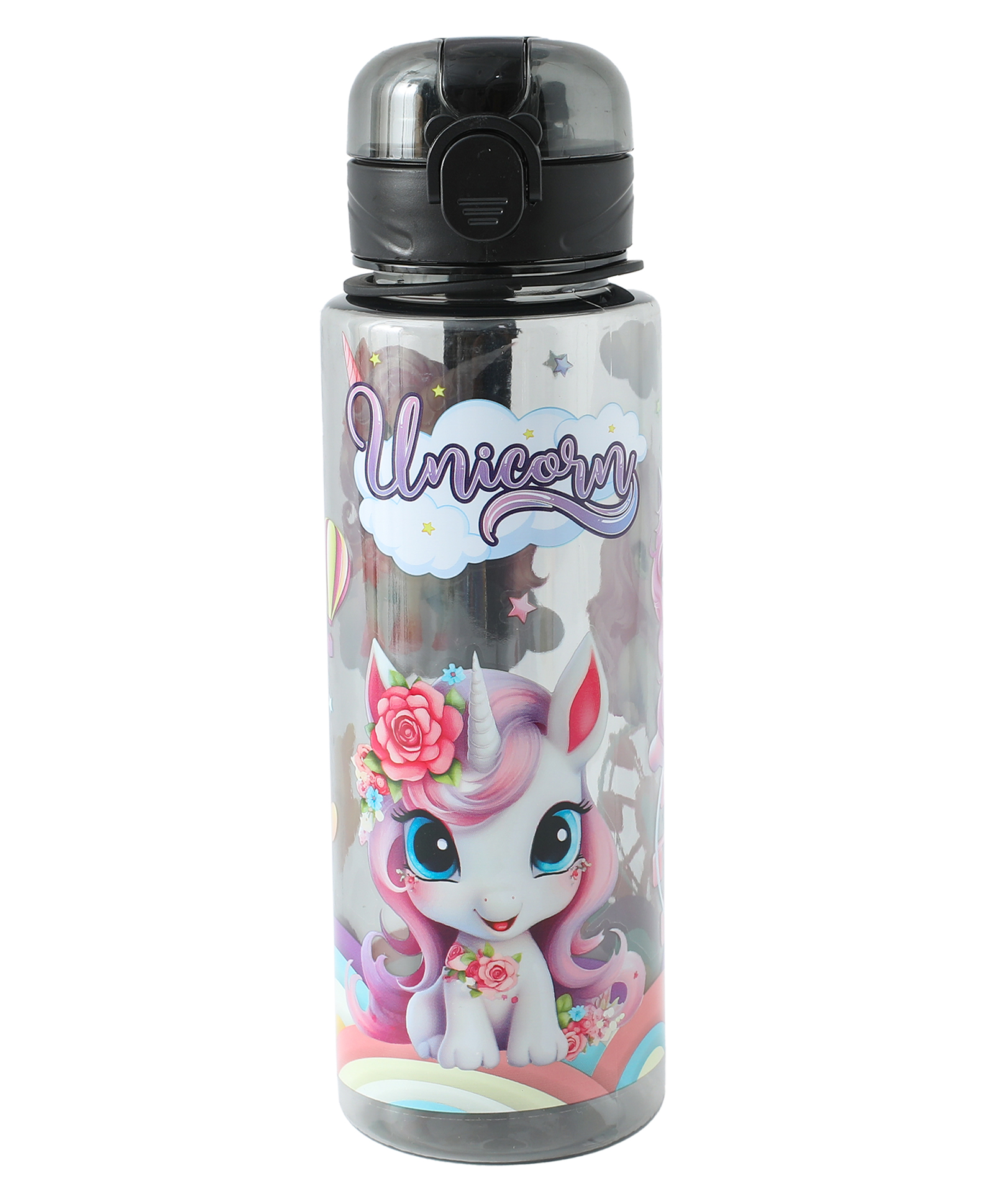 Unicorn Kids Sipper Bottle 700 ml - Black| BPA-Free| Leak Proof Water Bottle for Travel & Sports| Easy Flip Cap with Lock| Freezer Safe| School Bottle for Boys & Girls