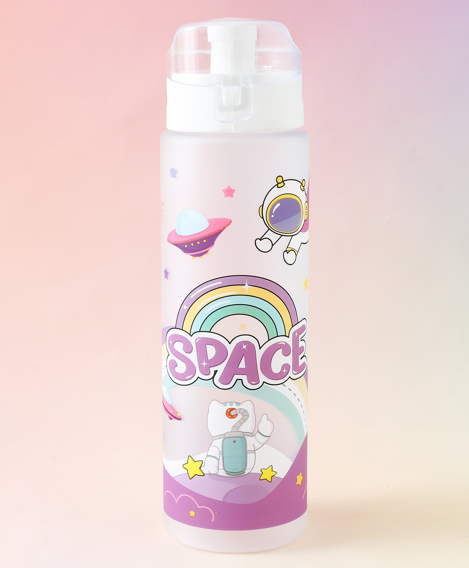 fab n funky Regular Water Bottle 700 ml Astronaut Print - White| Stylish Flip Cover| BPA Free| Ideal for School, Home & Travel| School-going Boys & Girls| Lightweight & Leak Resistant-picture-15