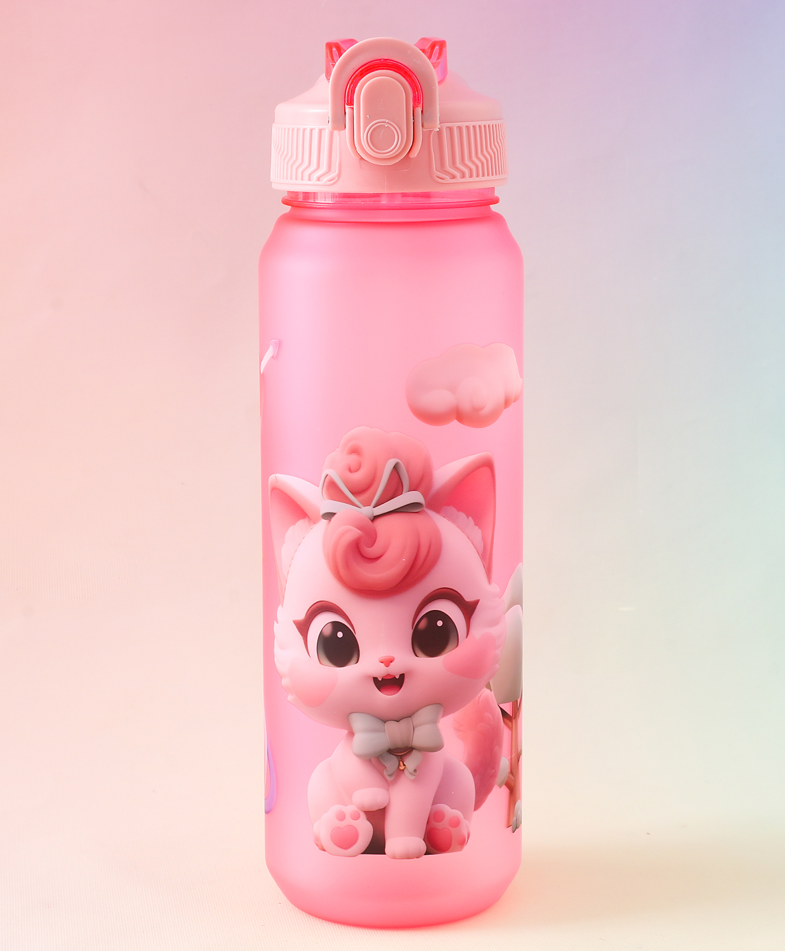 Kitty Kids Straw Sipper 900 ml - Pink| Stylish Flip Cover| BPA Free| Ideal for School, Home & Travel| School-going Boys & Girls| Lightweight & Leak Resistant