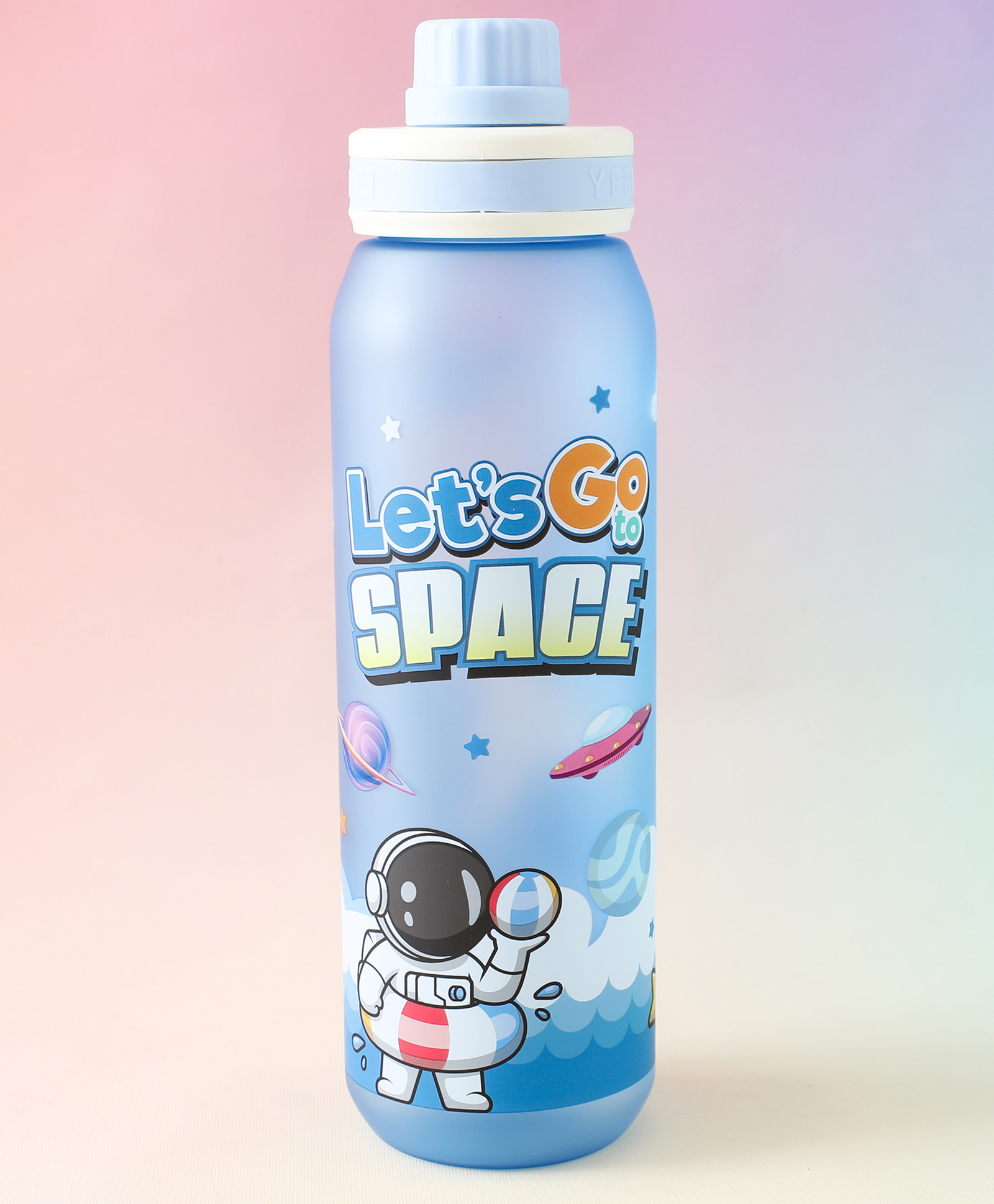 Regular Water Bottle 1000ml Astronaut Print - Blue| Stylish Flip Cover & Handle | BPA Free | Ideal for School, Home & Travel | School-going Boys & Girls | Lightweight & Leak Resistant-image-43